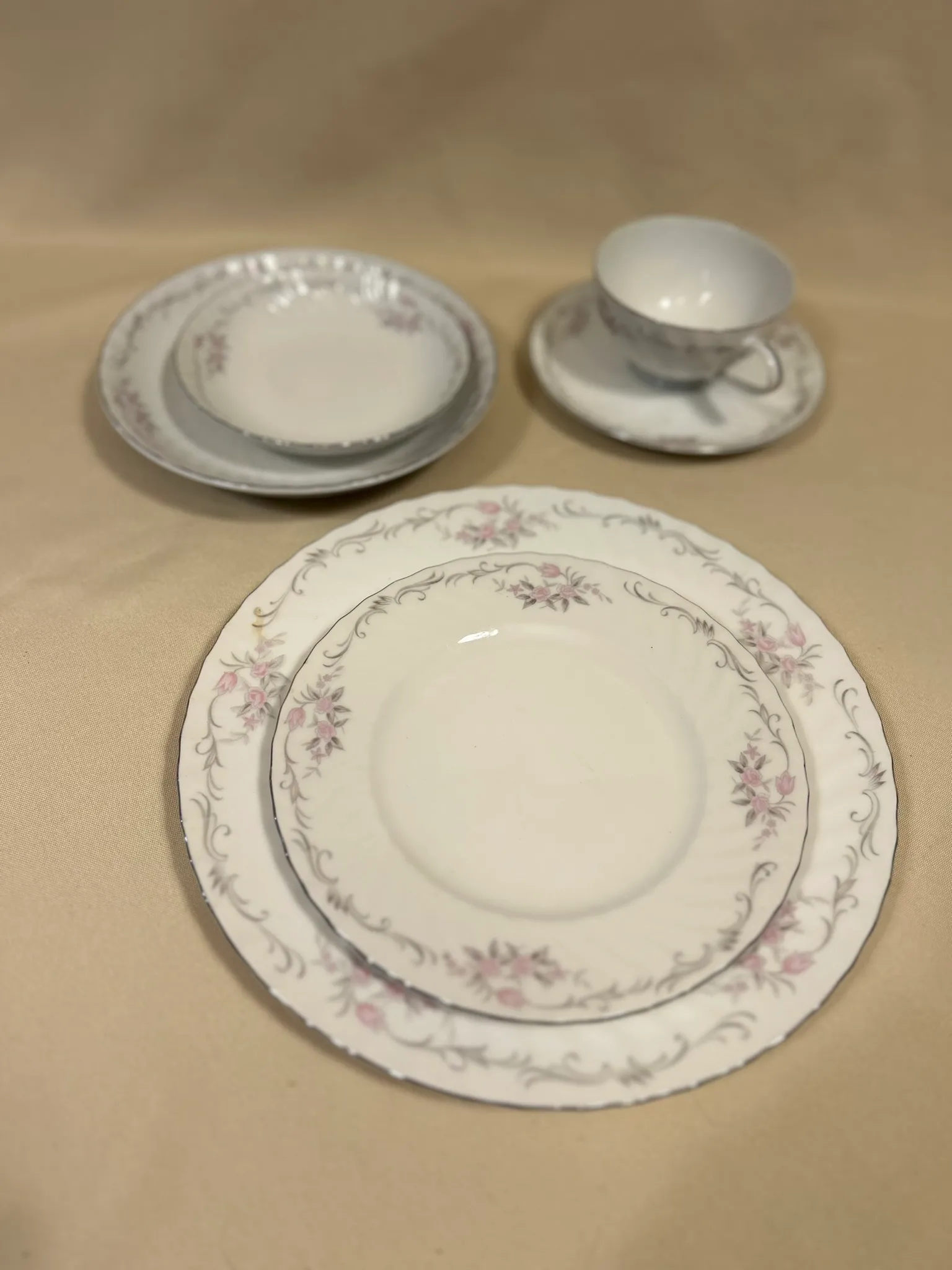 White and Purple China Set