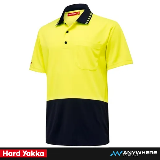 Hard Yakka - Hi Vis Short Sleeve Polo (Yellow/Navy)
