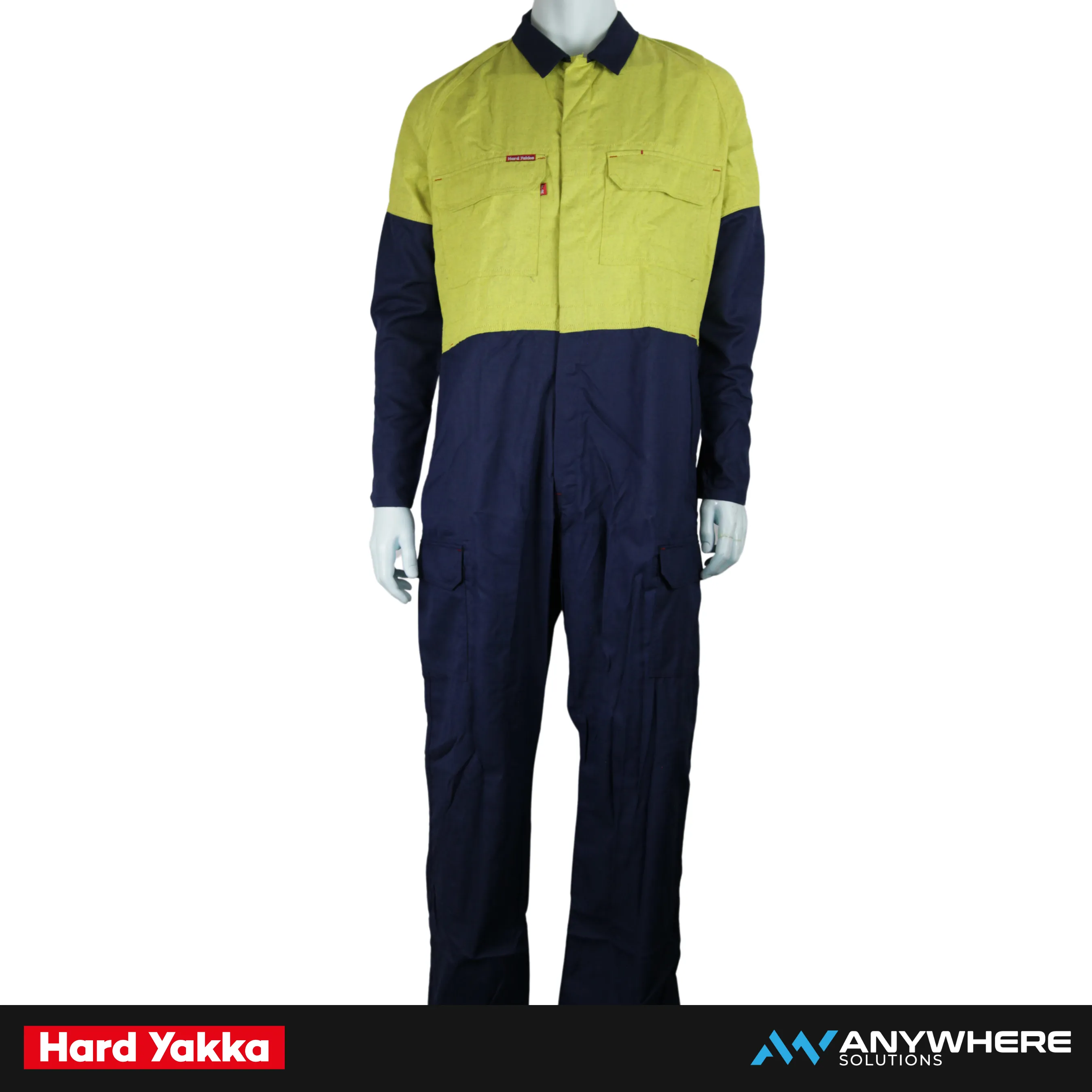 Hard Yakka - Long Sleeve Combination Overalls (Yellow/Navy - Orange/Navy) 