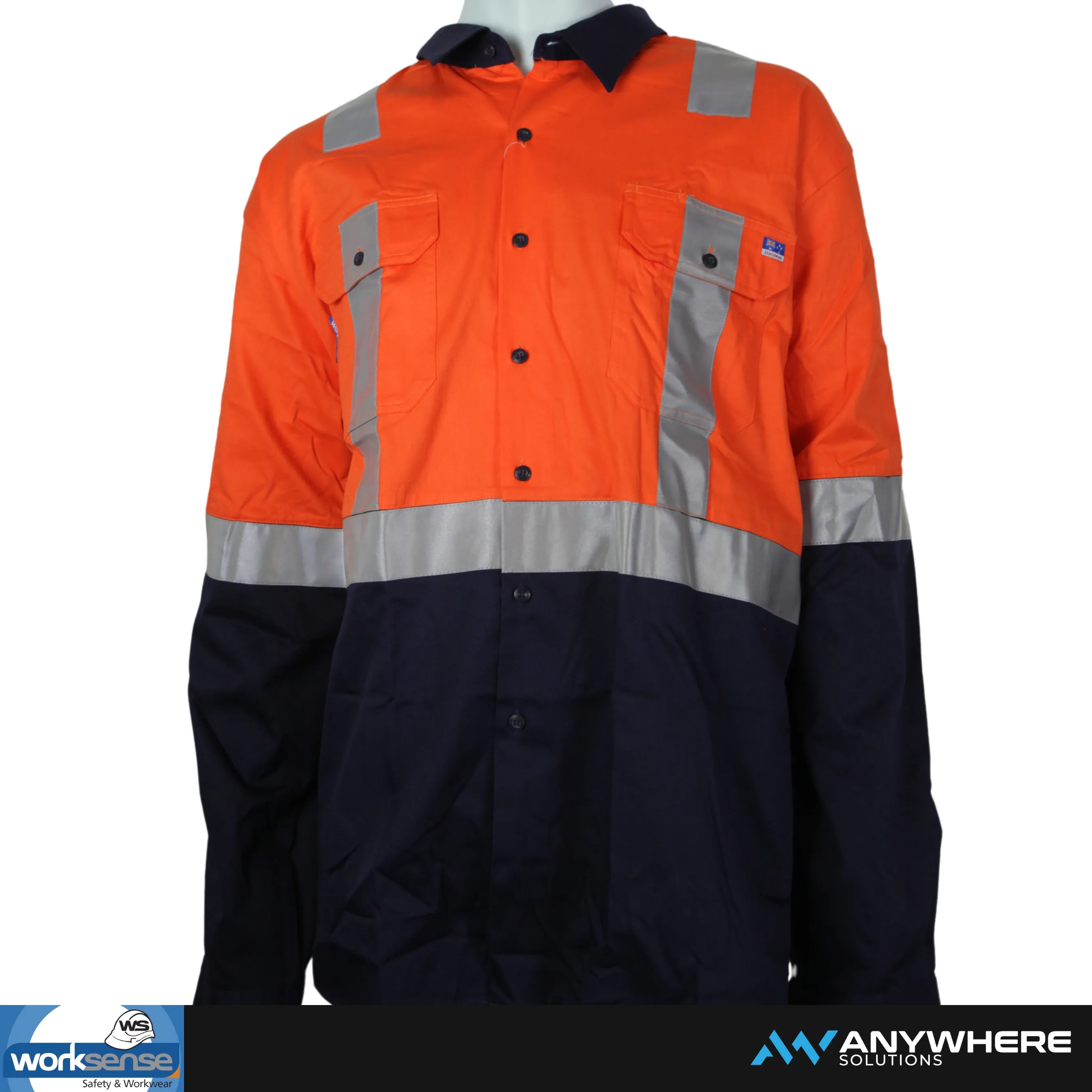 Worksense - Hi Vis Long Sleeve Open Front (Yellow/Navy - Orange/Navy - with Reflectors)