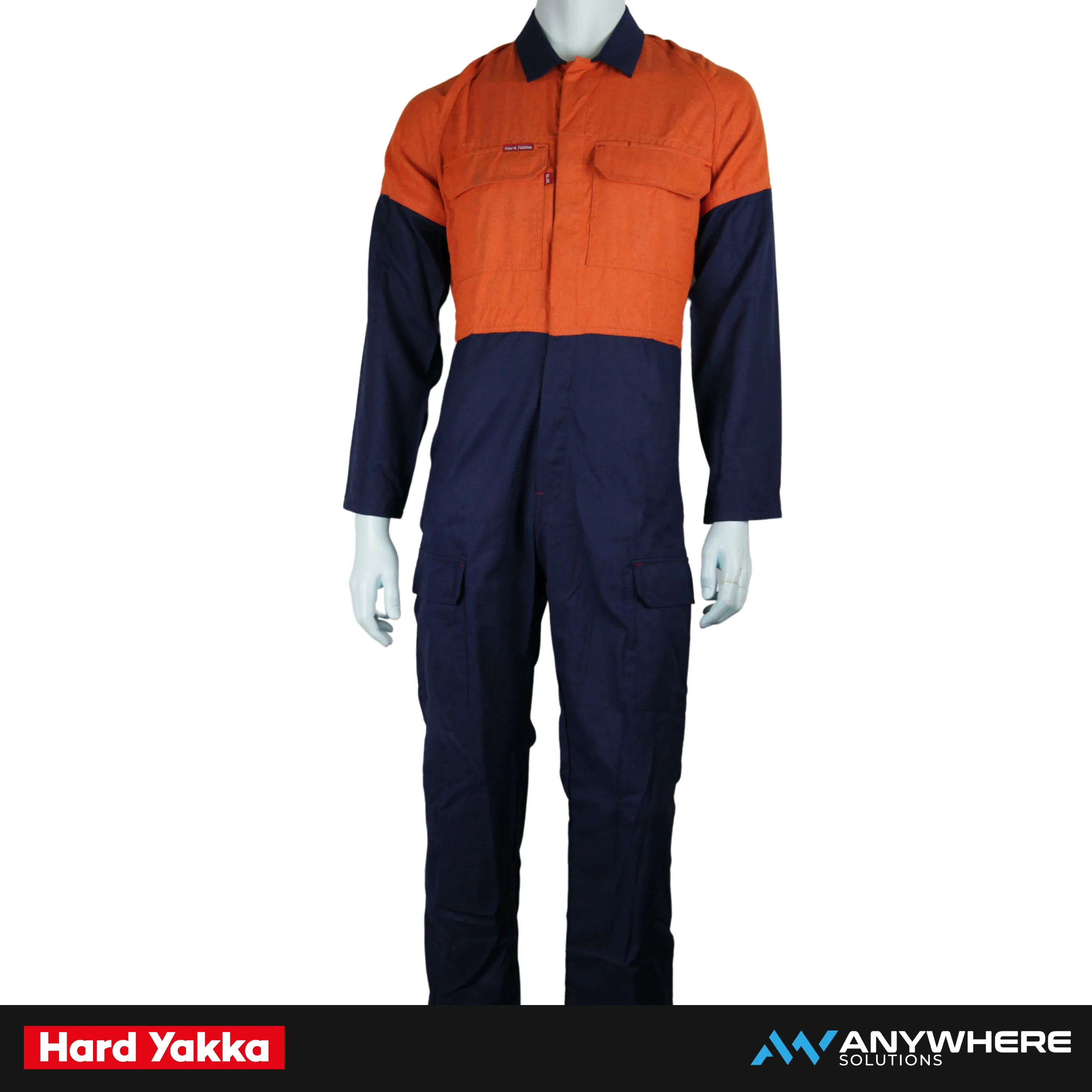 Hard Yakka - Long Sleeve Combination Overall (Orange/Navy)