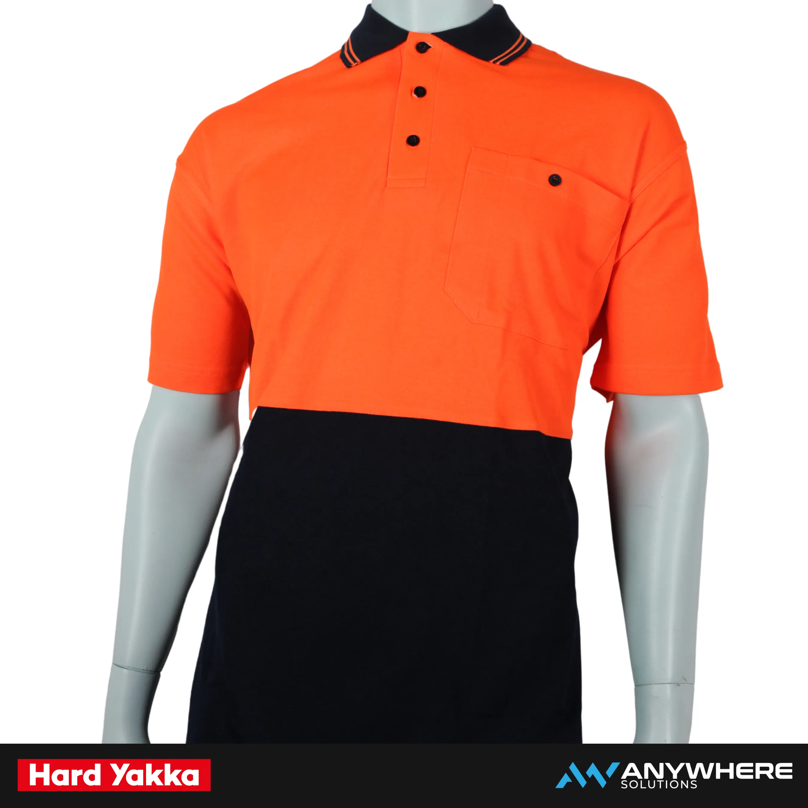 Hard Yakka - Hi Vis Short Sleeve Polo (Orange/Navy) - Women's Fit