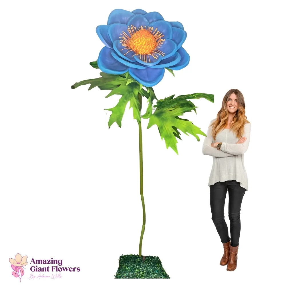 Trade Show Display Blue Japanese Anemone Giant Flower Rental