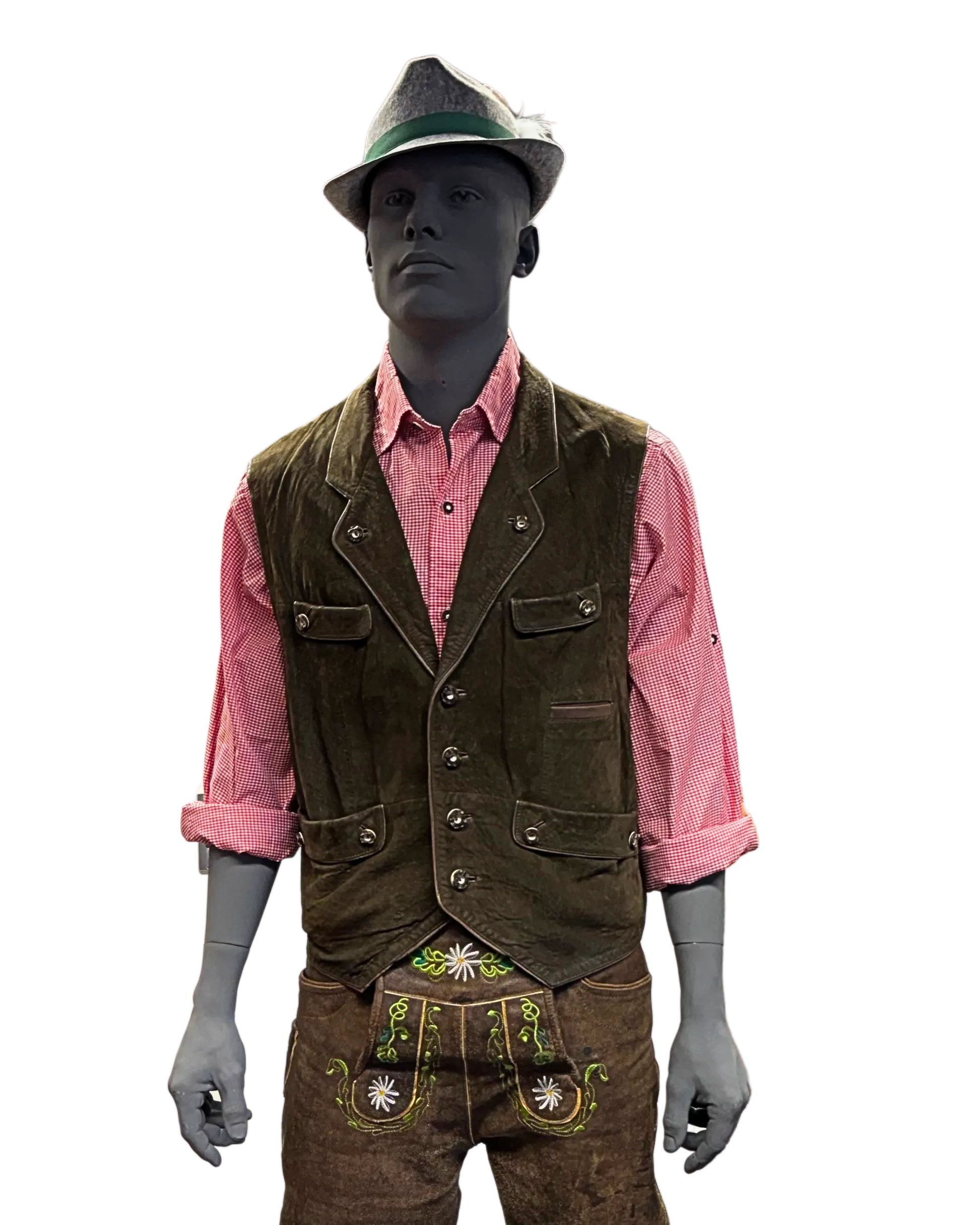 Oktoberfest Vest Groen Leder maat 50/52 | Huur