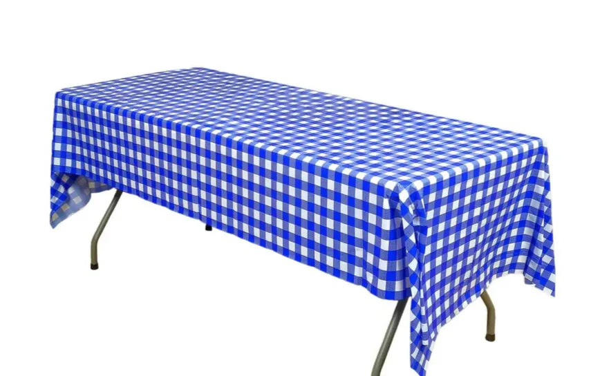 Plastic Table Covers Royal Blue Checkered Rectangle - Durable PVC Disposable Covers for Events 54"x108"