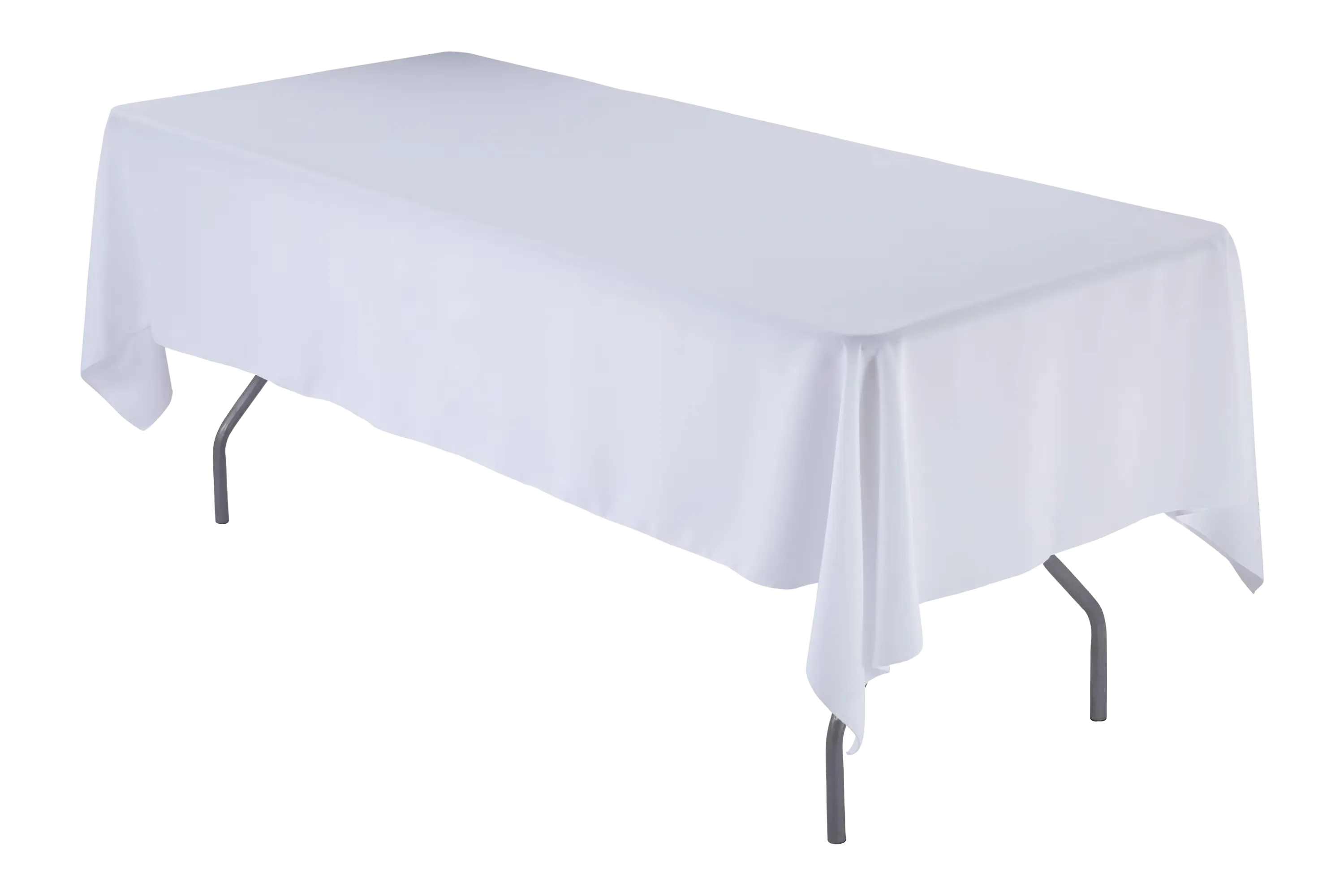 White 60" x 102" Polyester Rectangle Table Linen 