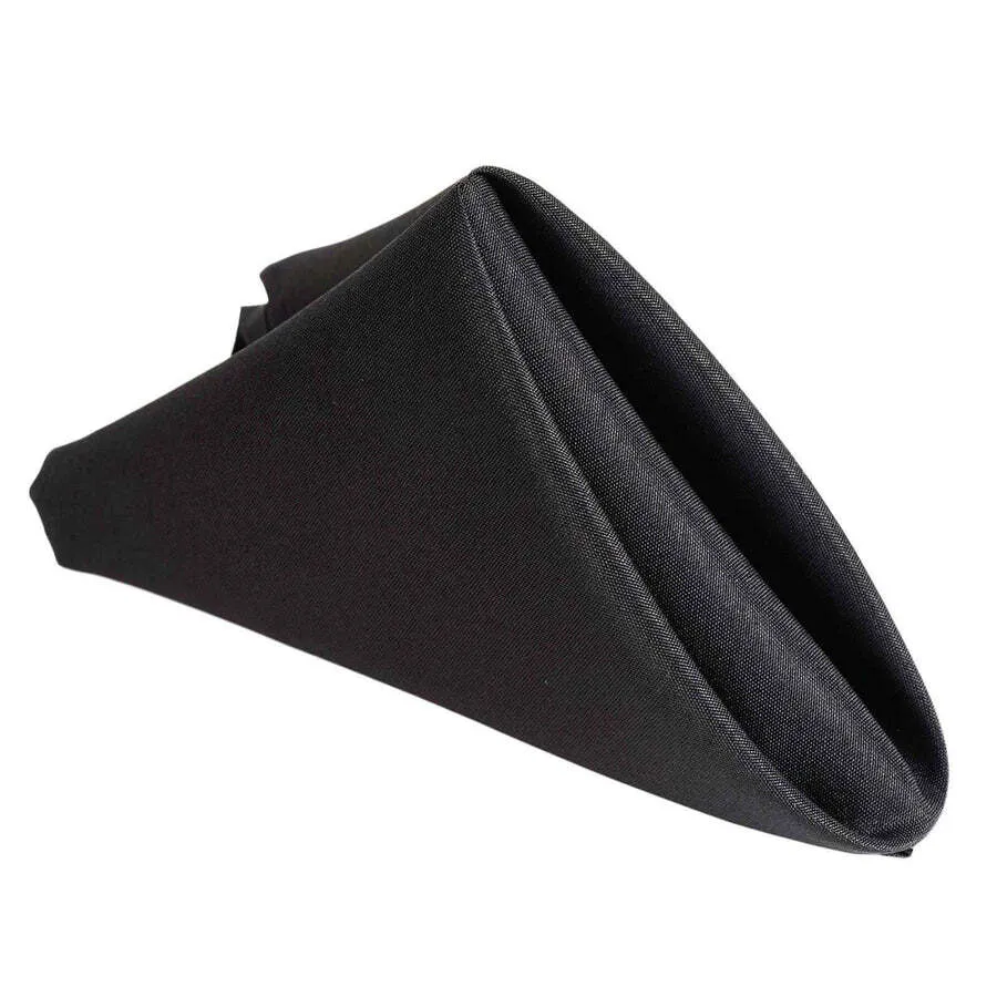 Polyester 17" x 17" Napkins Black - Durable & Wrinkle Resistant Dinner Napkins