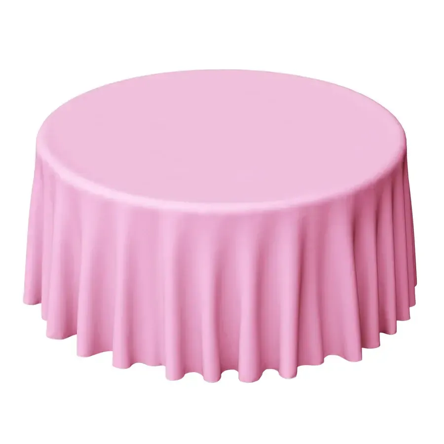 Pink 120" Polyester Round Table Linen