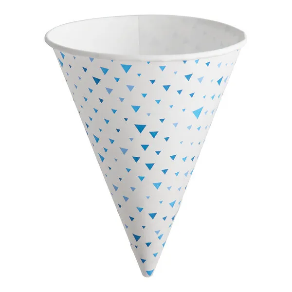 Choice 4.5 oz. Printed Rolled Rim Paper Cone Cup 100 pack