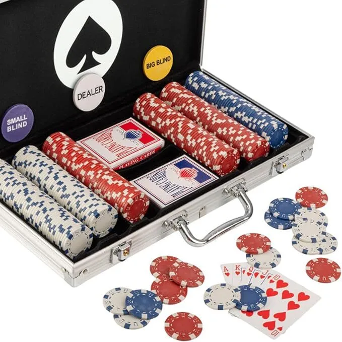 Poker Chip Set - 11.5g Poker Set with Cards, Buttons, Carrying Case, and 300 Poker Chips