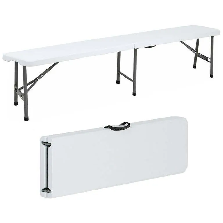 6 ft Plastic Folding Bench, Portable in/ Outdoor 500# Total weight capacity