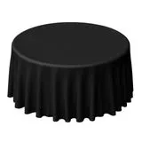 Black 108" polyester round table linen 