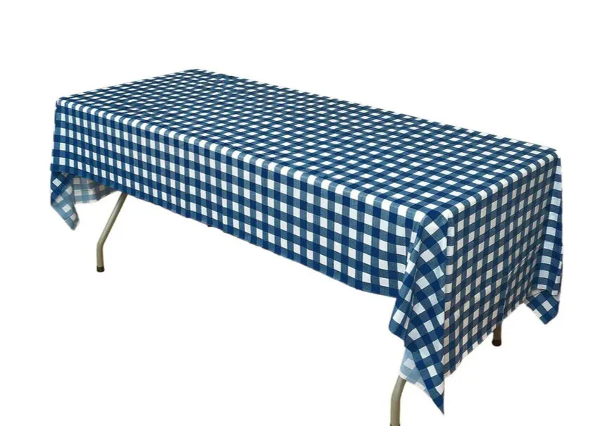 Plastic Table Covers Navy Blue Checkered Rectangle - Durable PVC Disposable Covers for Events 54"x108"