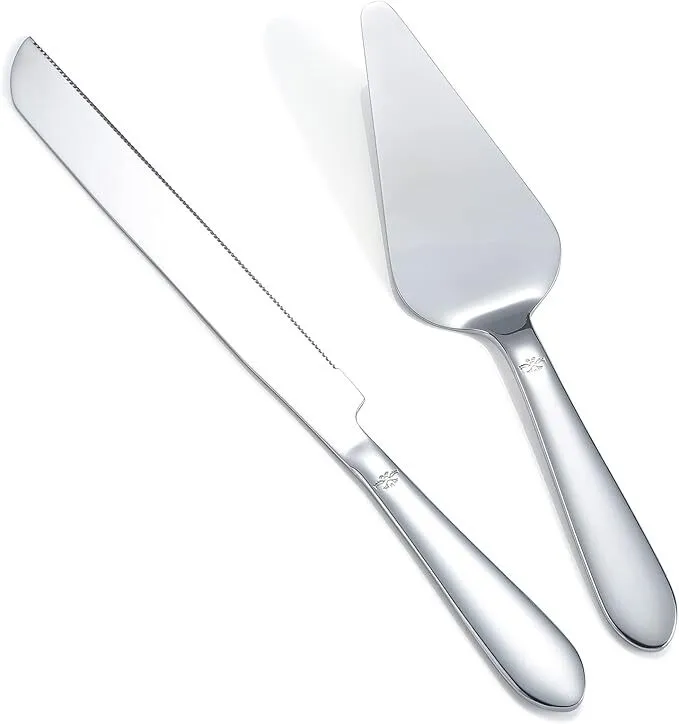 Cake Cutting Set for Wedding, Elegant Cake Knife and Server Set with Thickened Stainless Steel