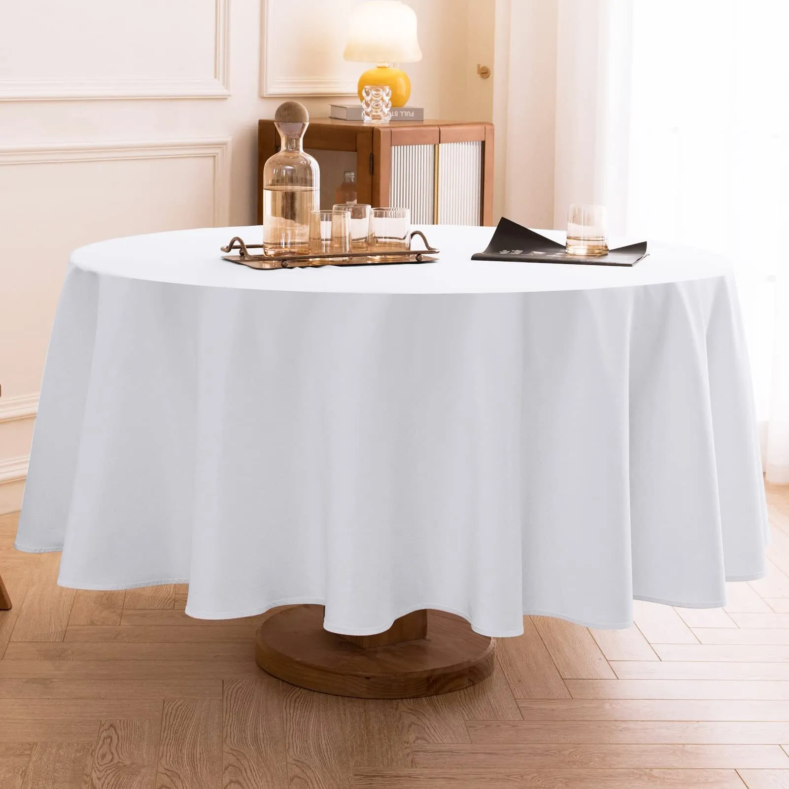White 90" Polyester Round Table linen