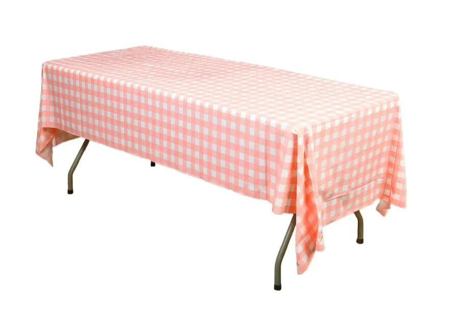 Plastic Table Covers Pink Checkered Rectangle - Durable PVC Disposable Covers for Events 54"x108"