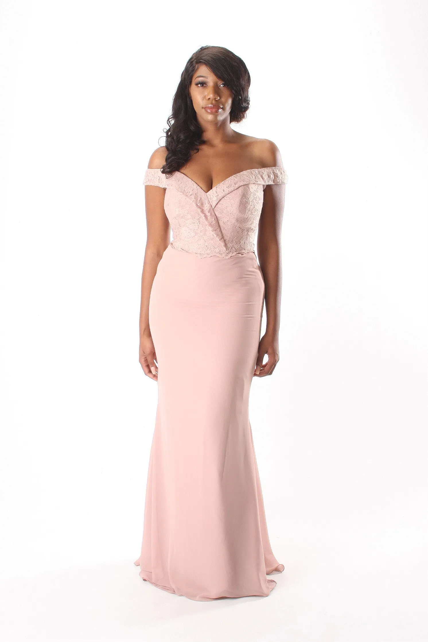 Off Shoulder Laced Bodice Gown