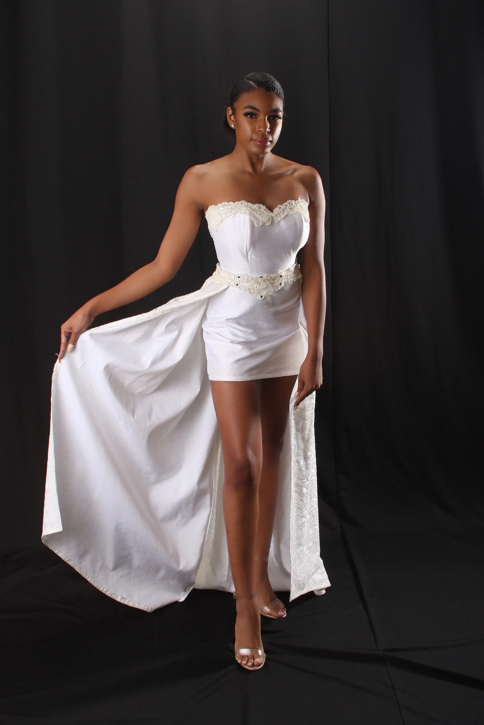 Ivory Strapless Gown With Detachable Train