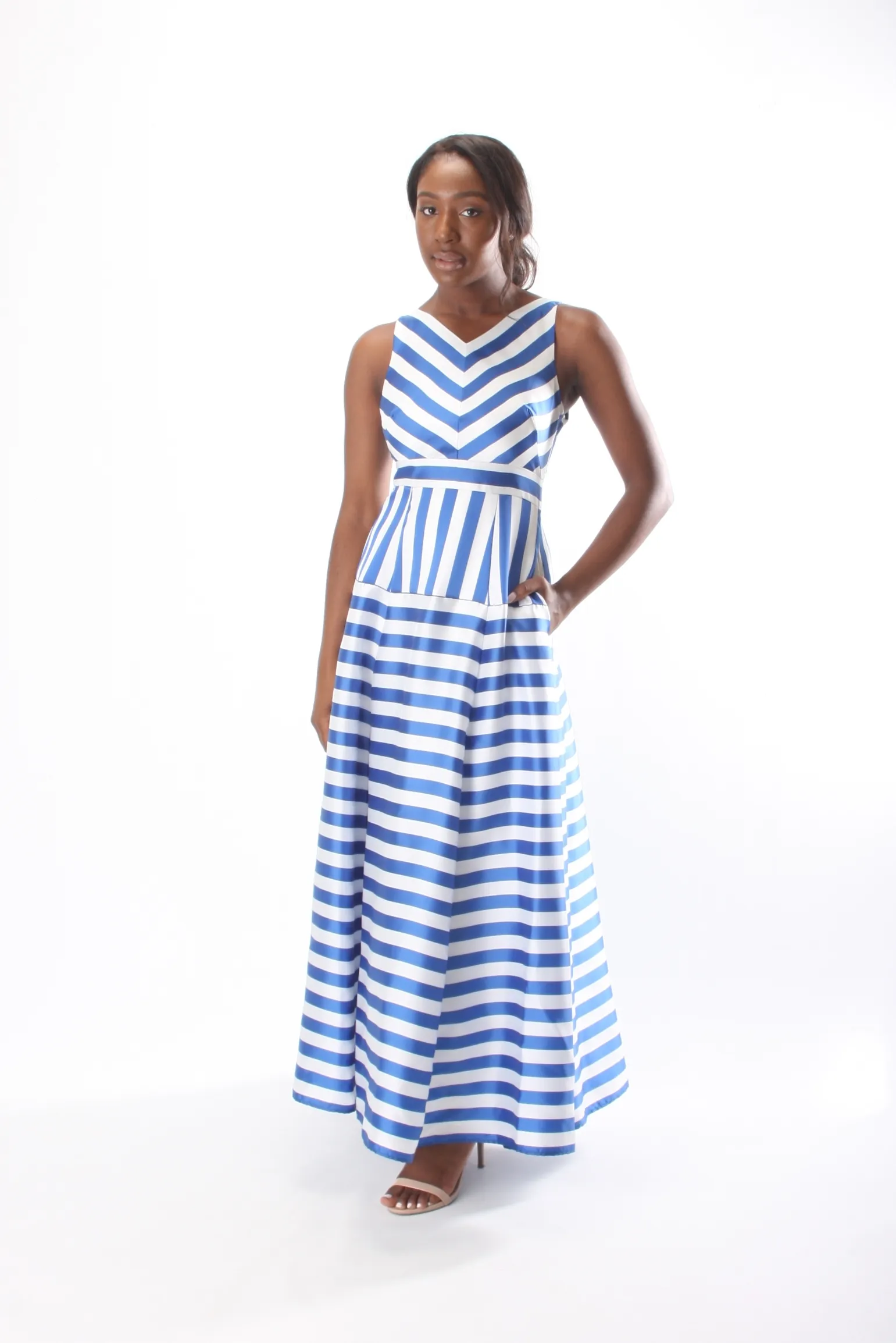 Stripped Bell Bottomed Gown