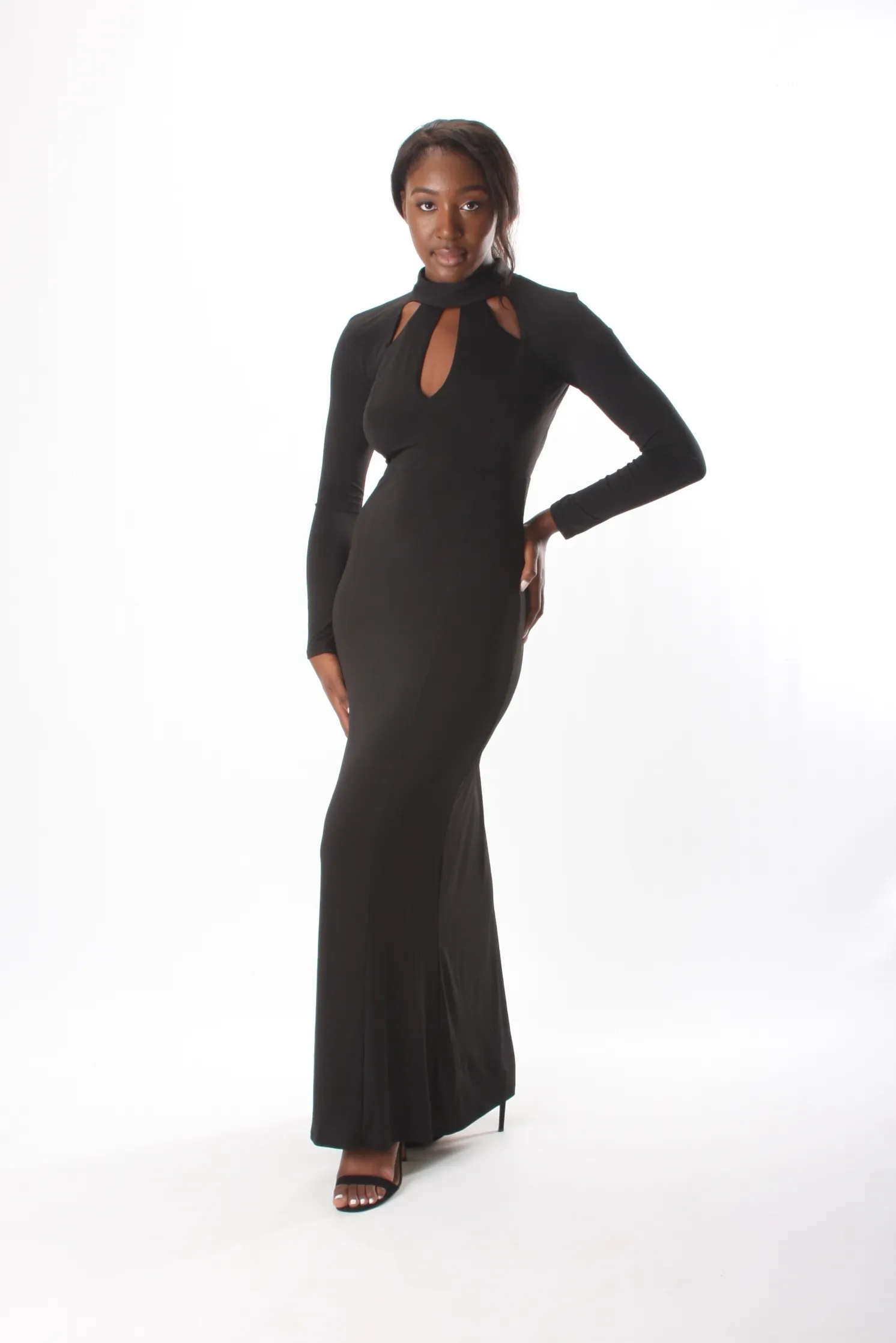 Long Sleeve Key Hole Front Open Back