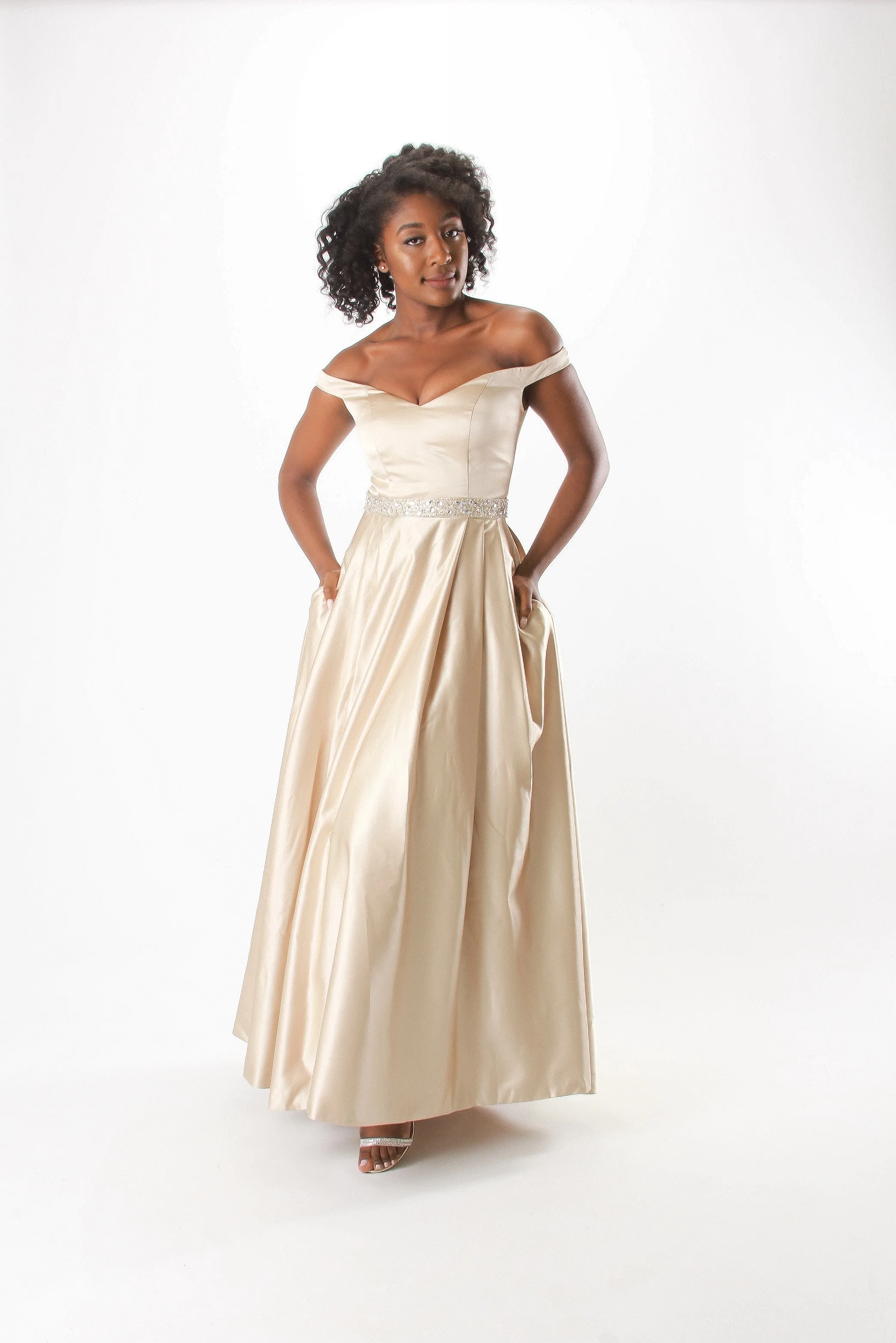 Gold Off Shoulder Gown