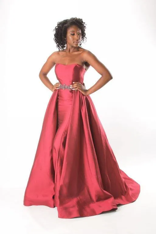 Strapless Gown with Attached Detailed Skirt