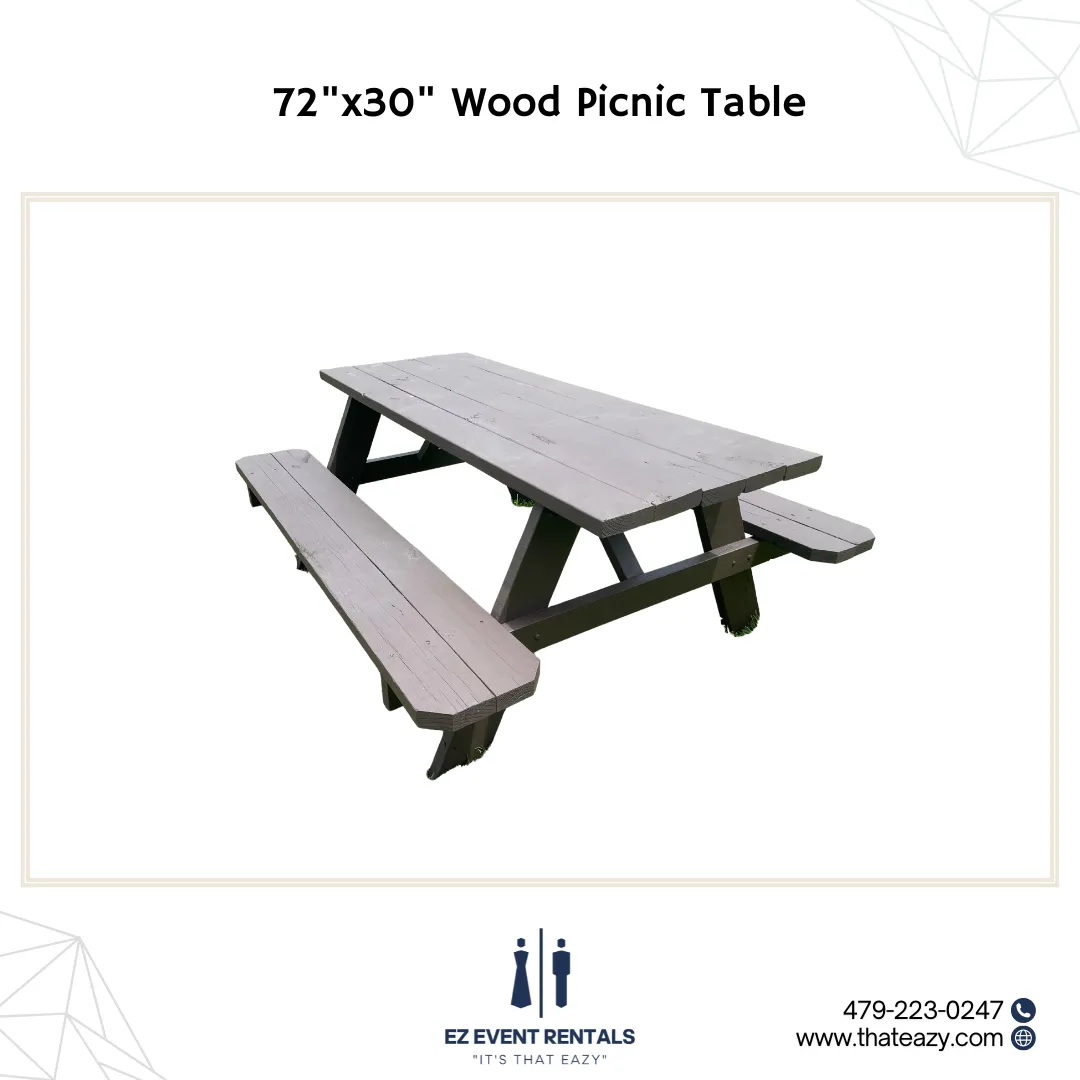 72"x30" Wood Picnic Table