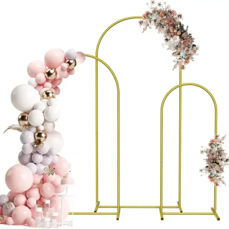 Set of 3 Metal Arch Backdrop Stand Kit with Cover