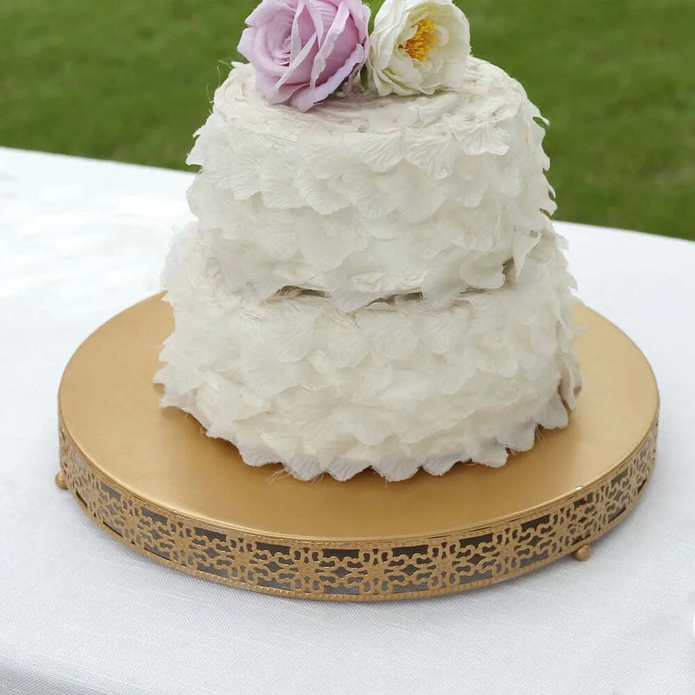Elegant 12" Golden Metal Cake Stand - Round Pedestal Dessert Display