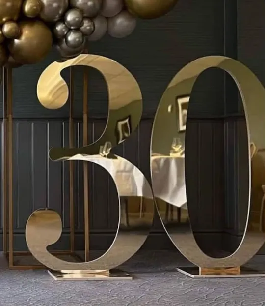 Large Acrylic Backdrop Number 4ft/Gold Marquee number/Mirror number