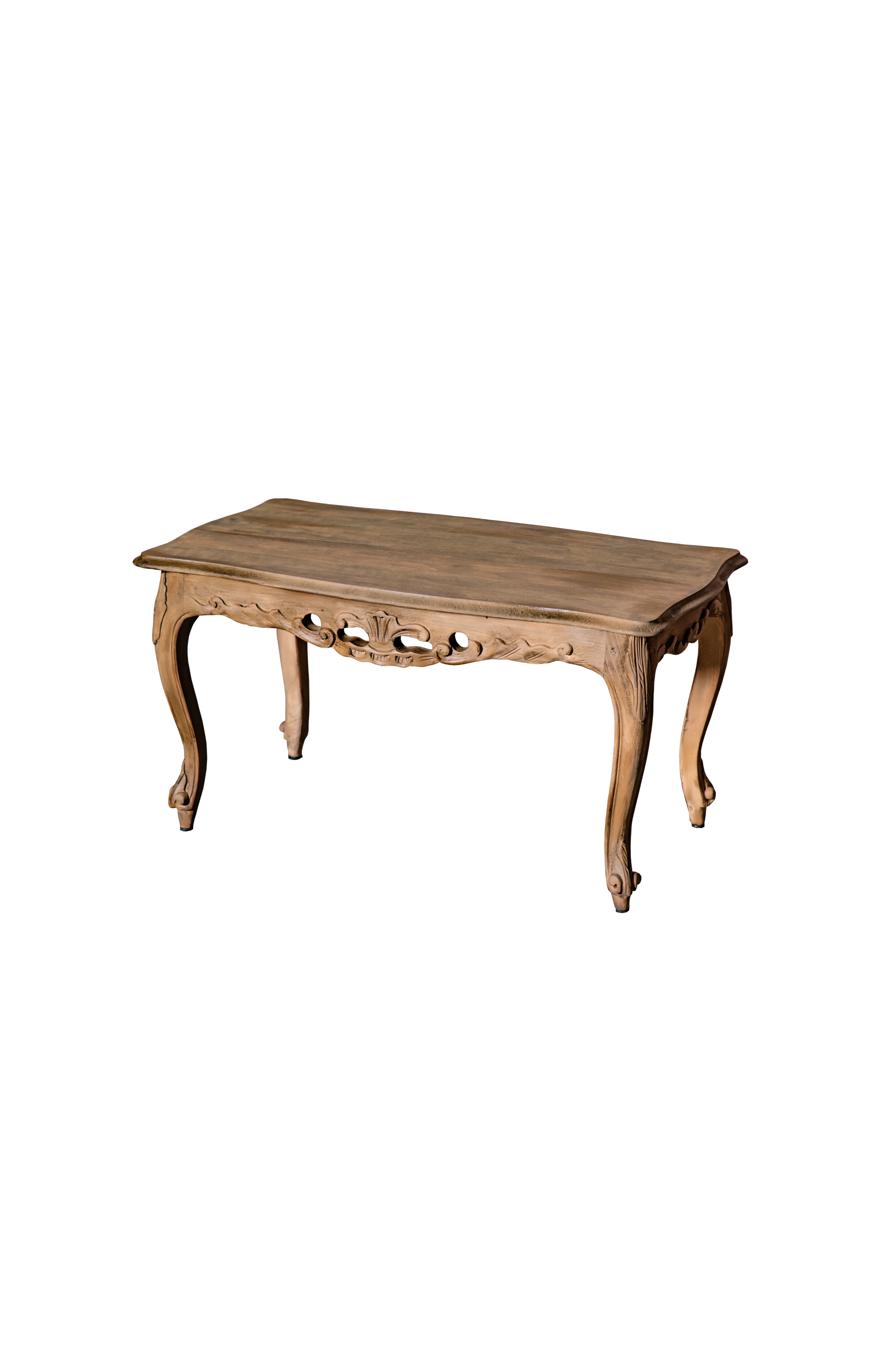 THOMAS - Tavolino rettangolare legno chiaro lavorato