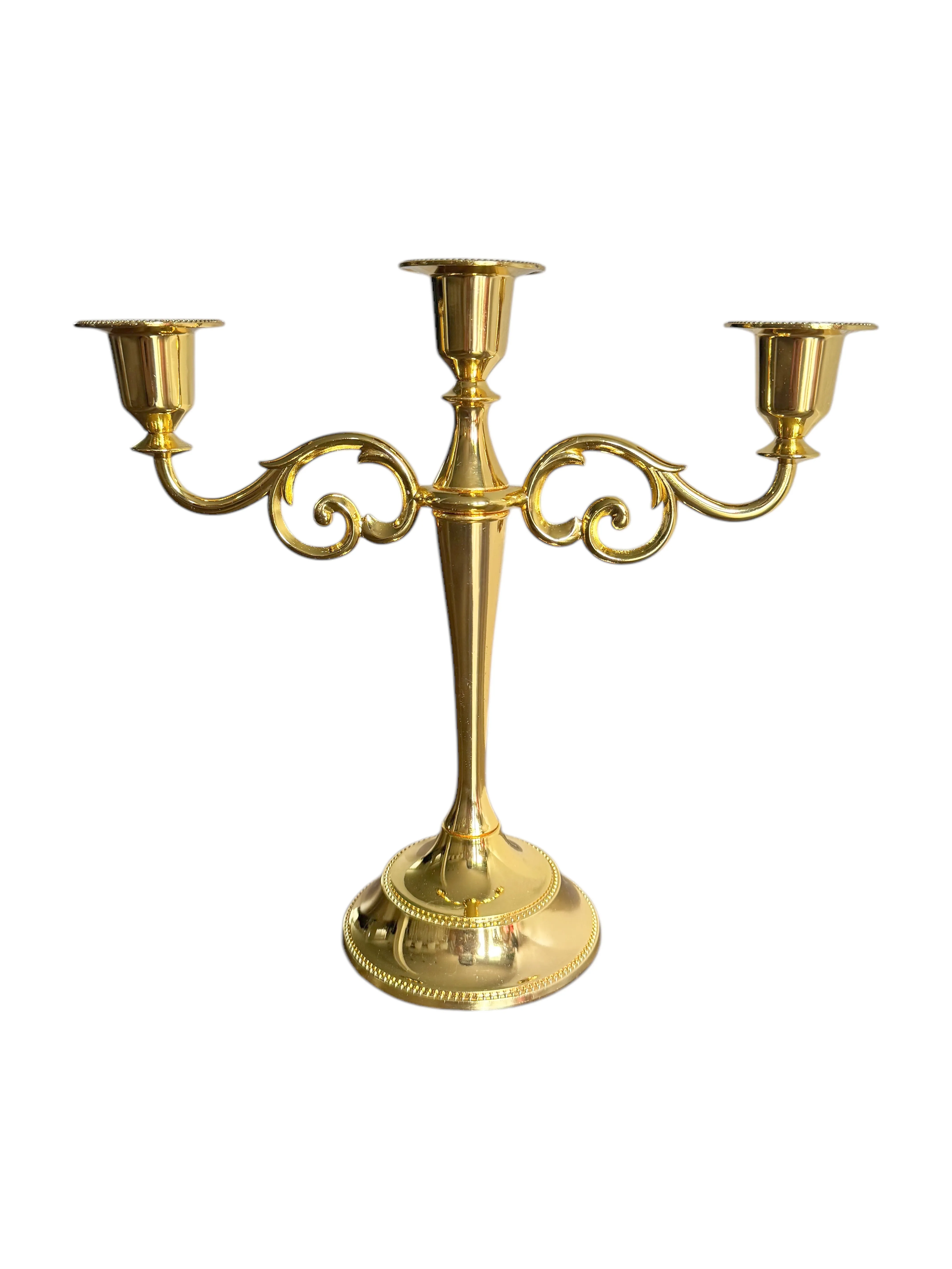 Gold Metal 3 Arm Candle Holder