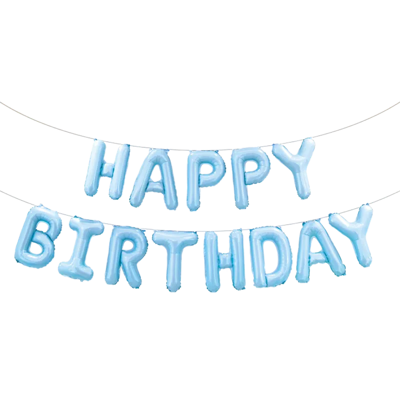 Folienballon Happy Birthday Schriftzug blau Macaron