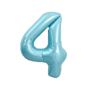 Folienballon Zahl 4 blau Macaron