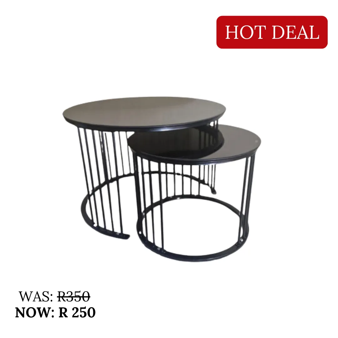 Black Nesting Coffee Table with Black Glass