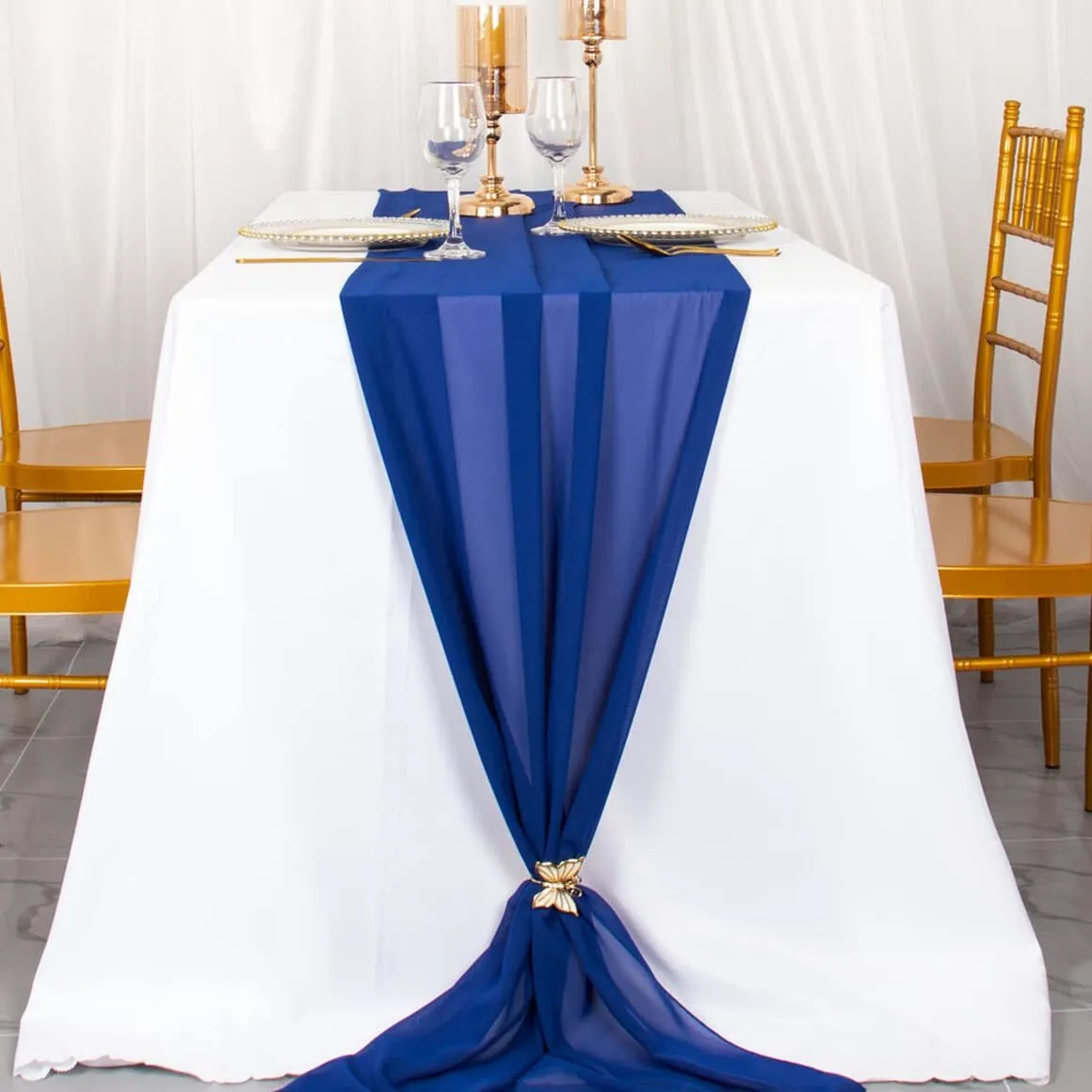 Royal blue tulle runner