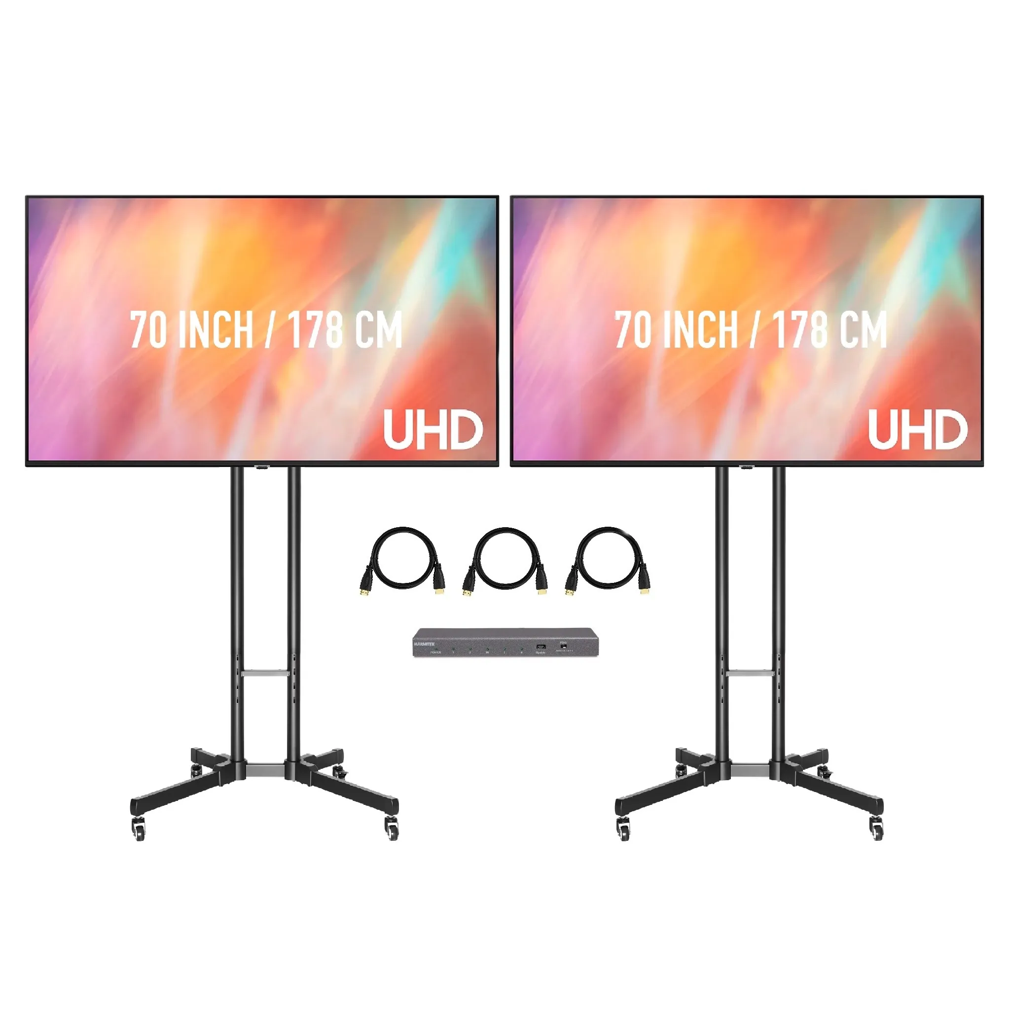 2x 70 inch tv scherm op standaard huren