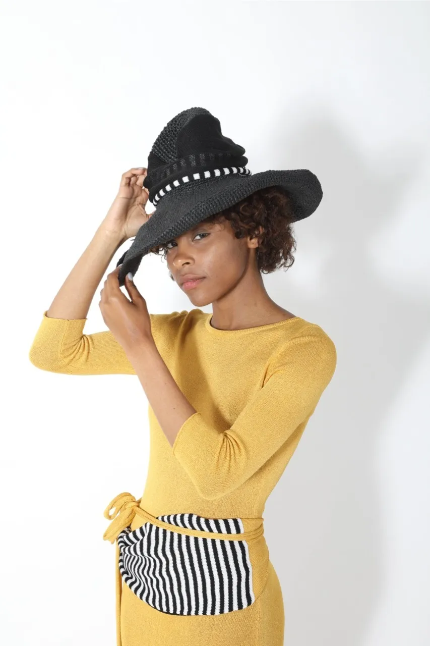 Cappello Rafia nero Iconic - Mela Wedding