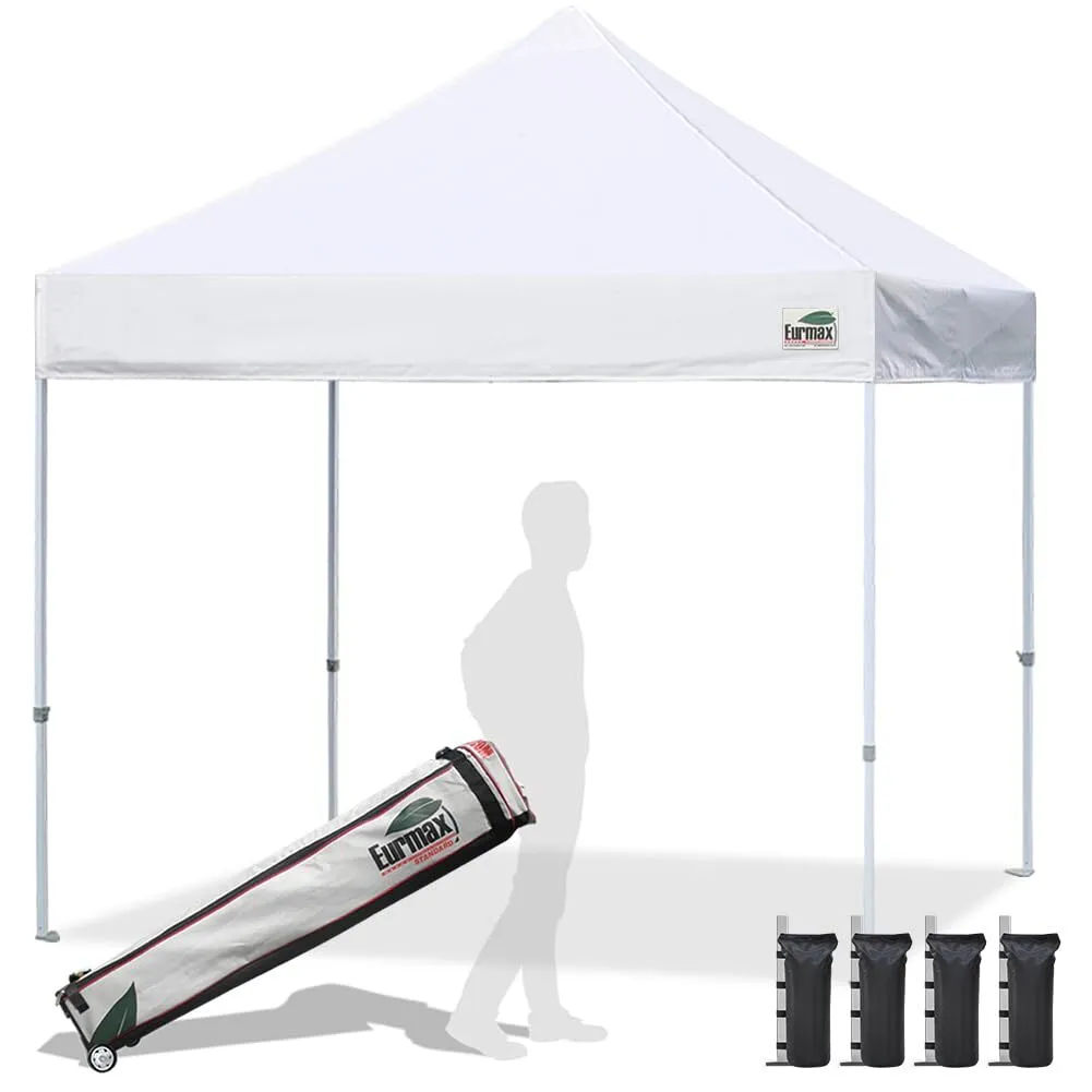 10'x10' Commercial Pop-Up Canopy Tent (White) with Side Walls & Sandbags