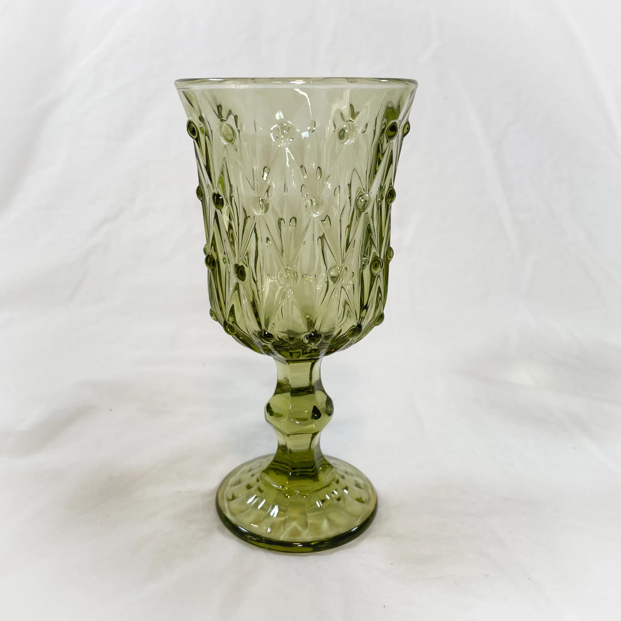 Olive Green Knobby Goblet