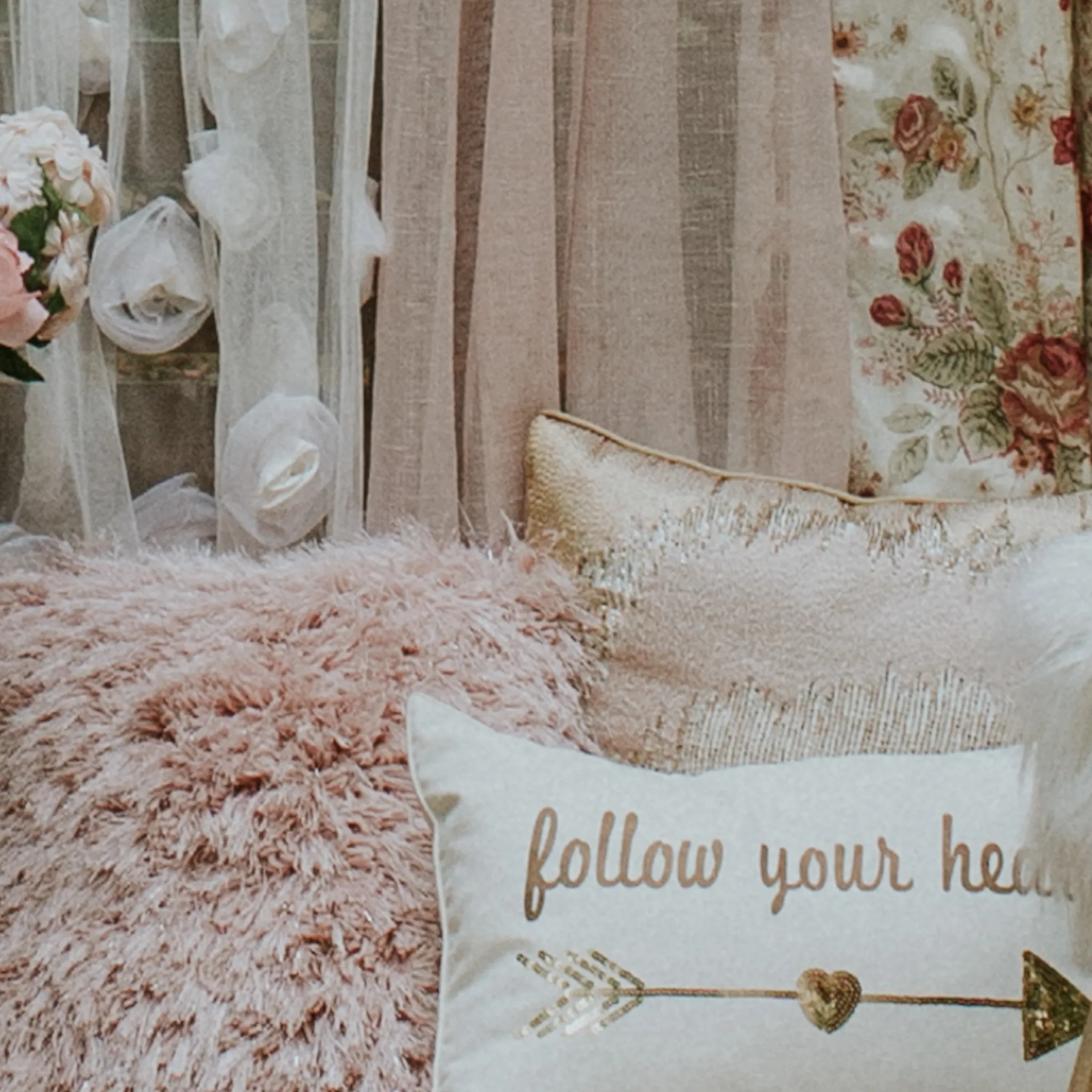 Rose Gold and Glitter Pillow
