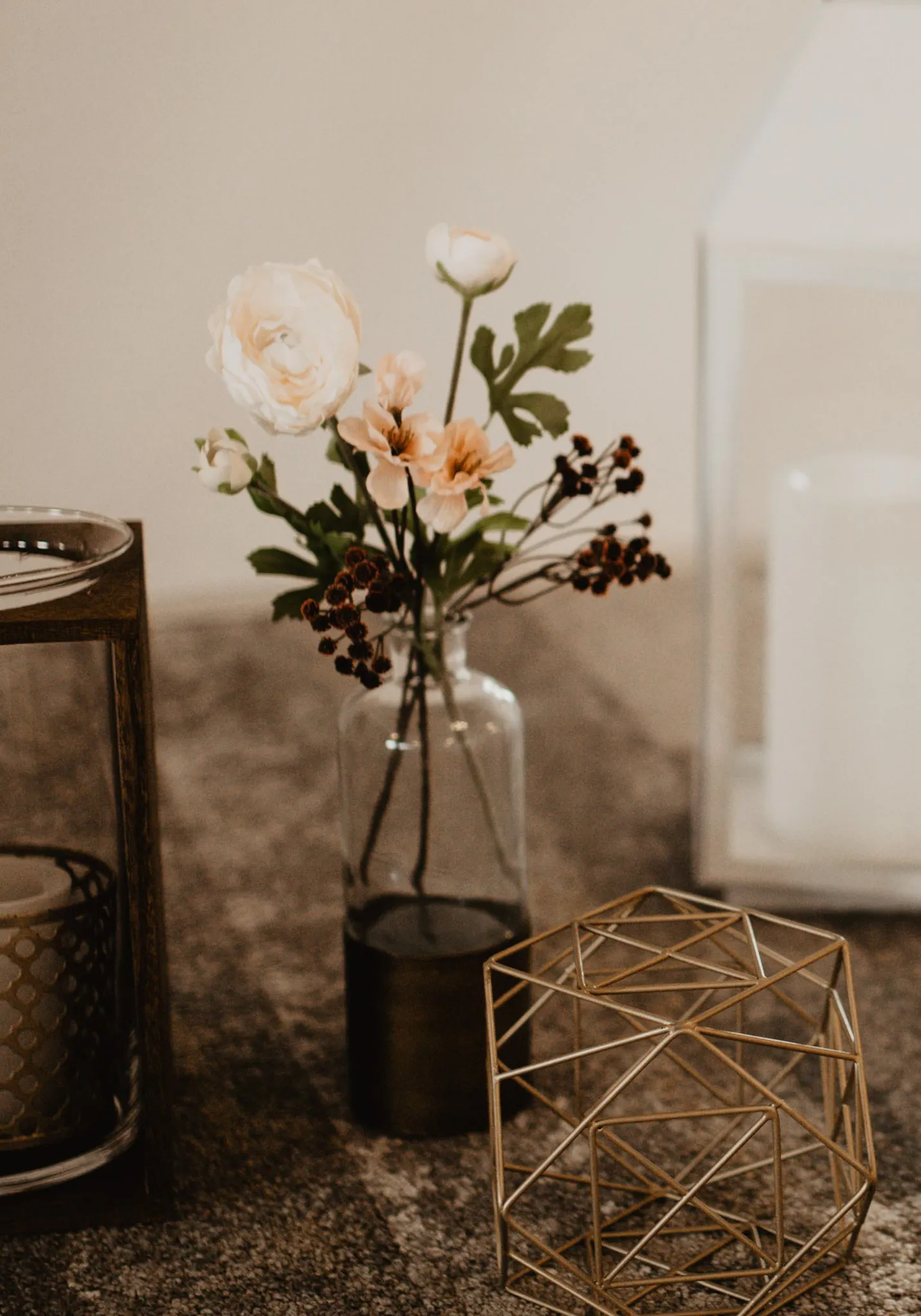 9.5" Gold and Glass Bottle Vase 