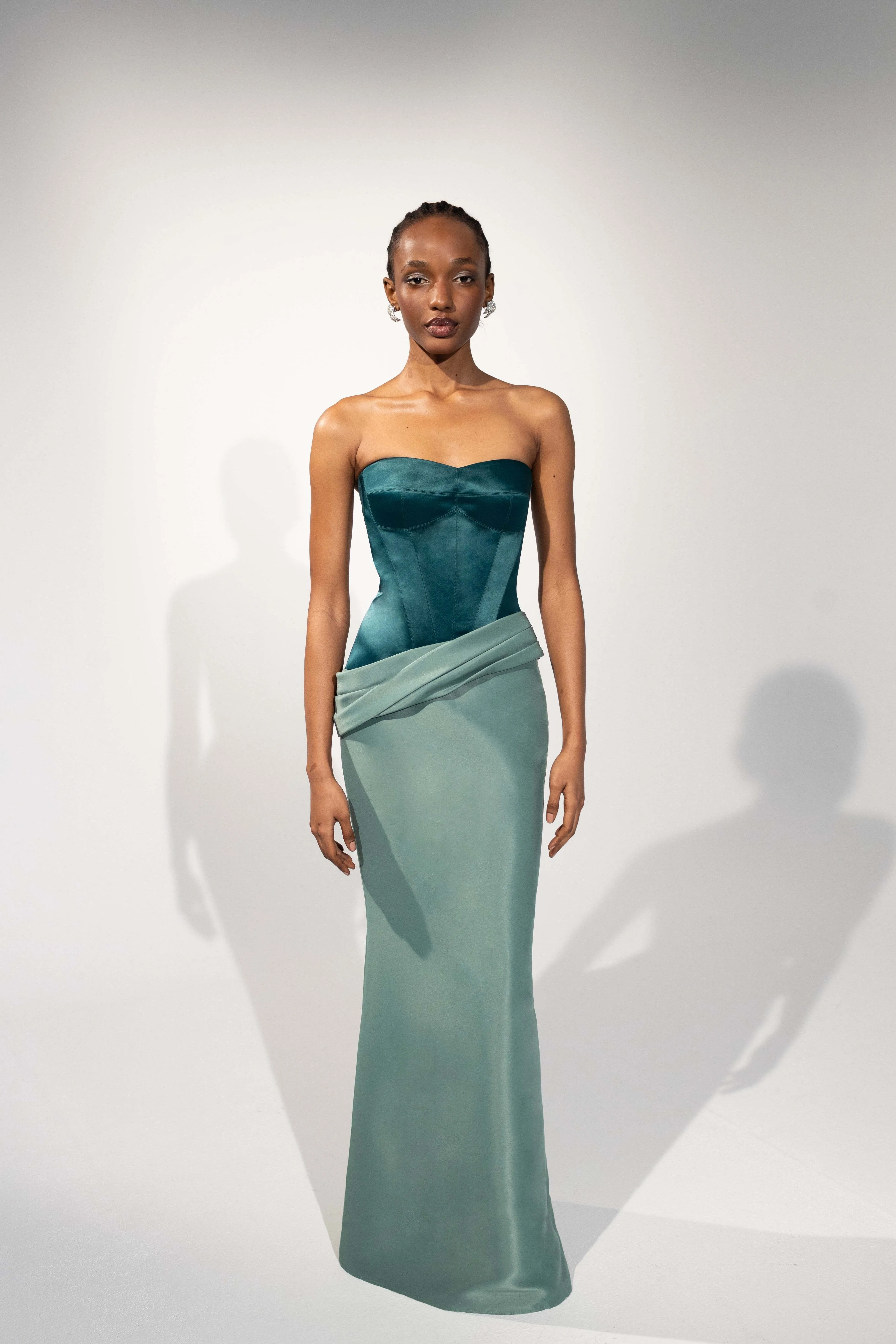 Linzi Jay Green Two Tone Corset Dress