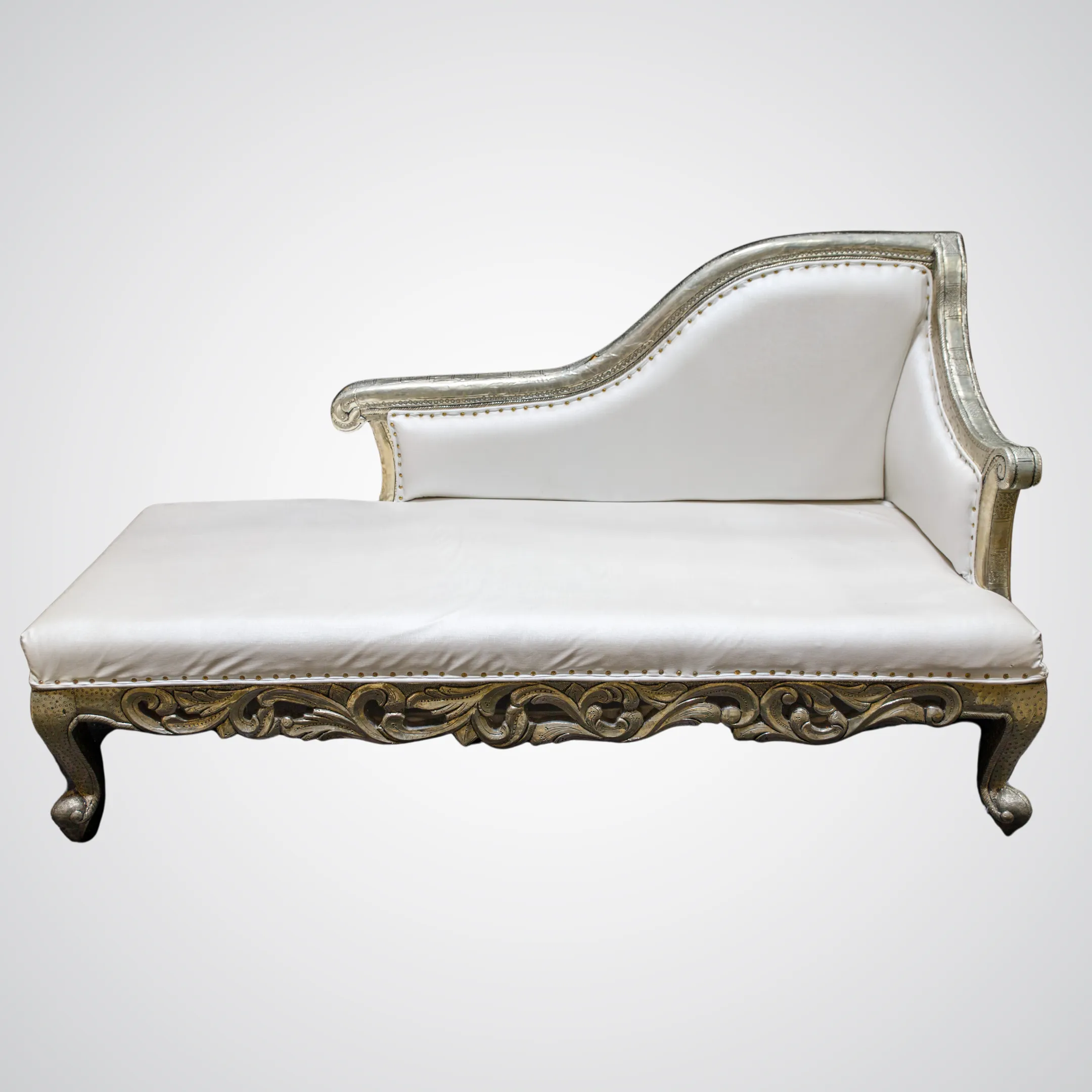 White and Silver Asymmetrical Couch