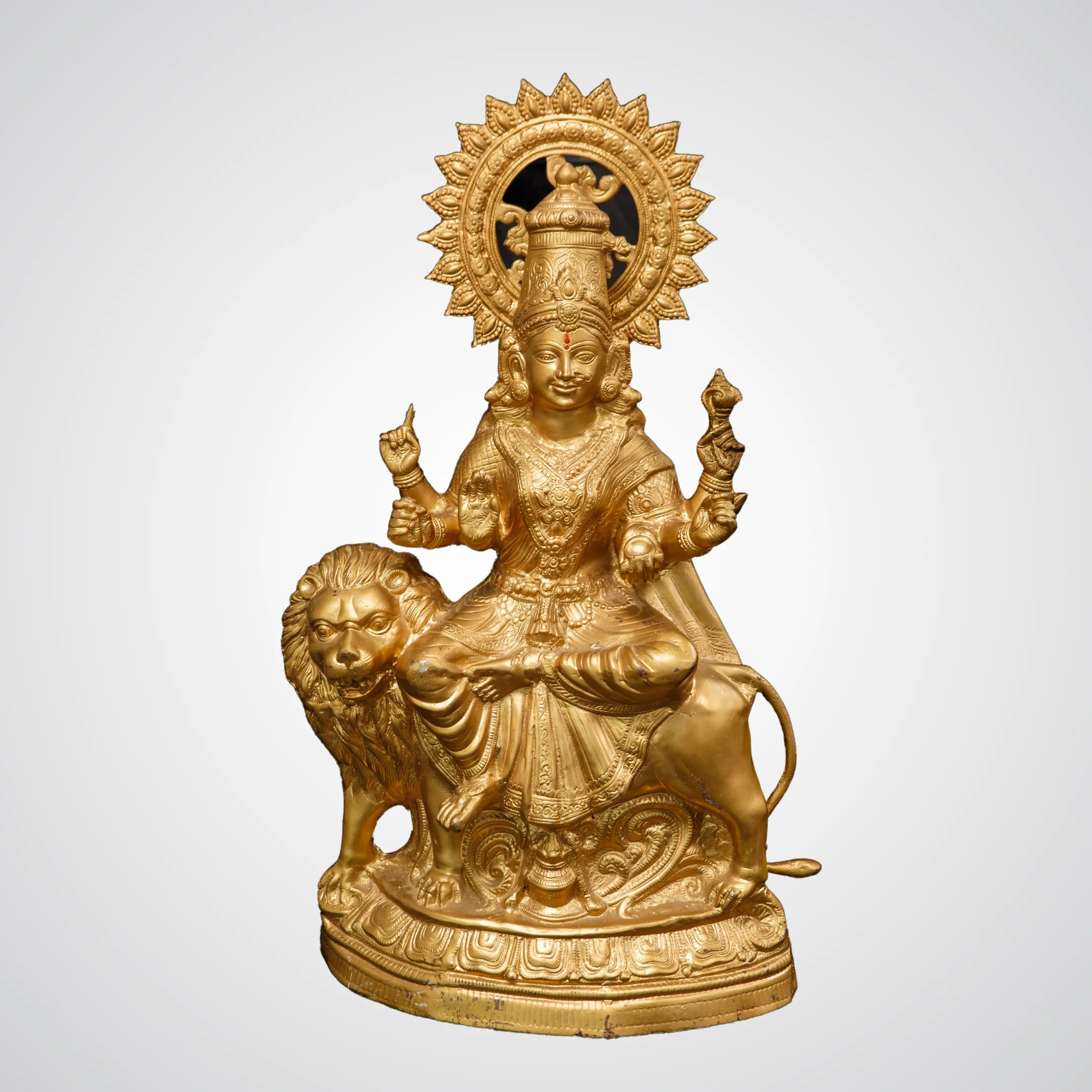 Shiva with a Lion Golden Statue