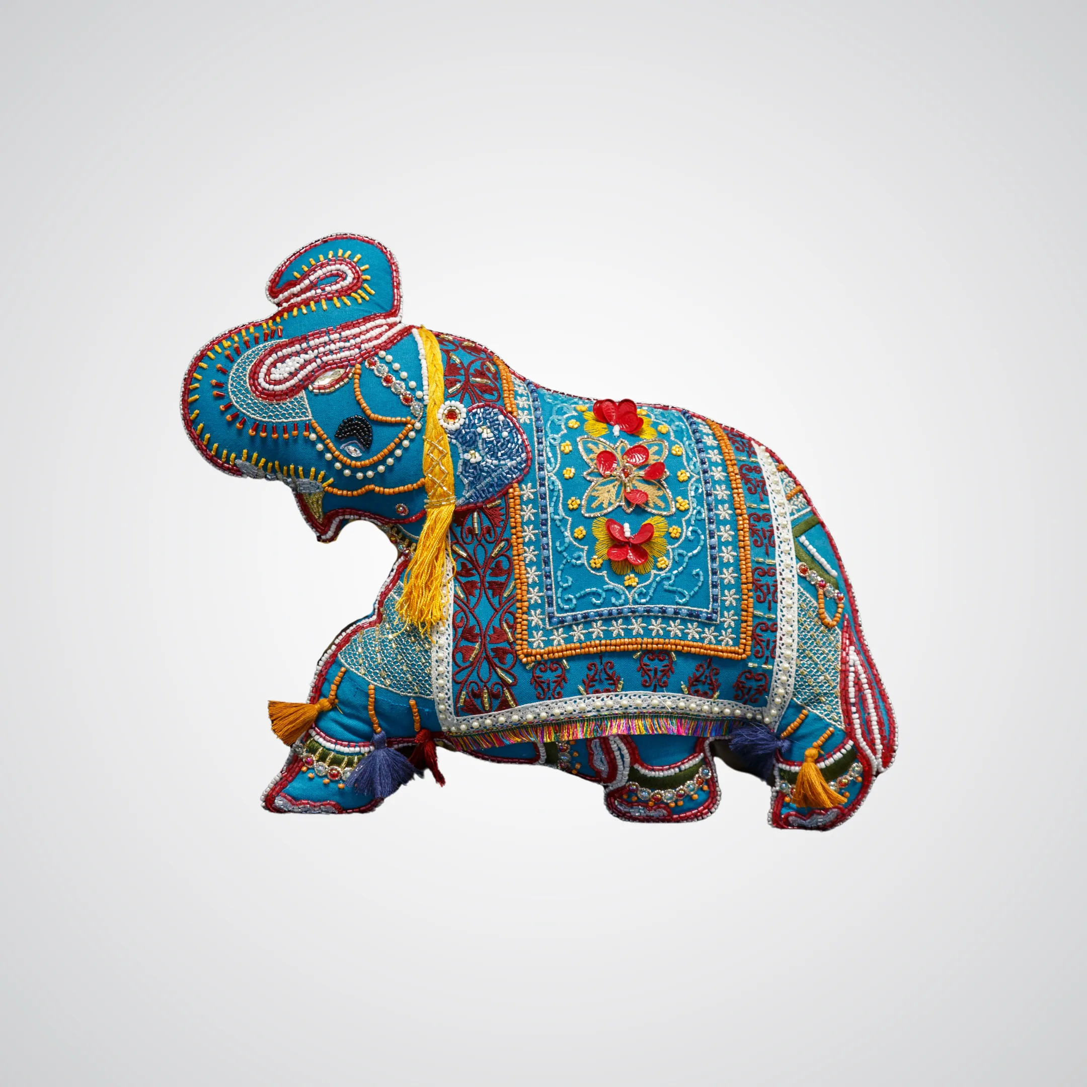Beaded Elephant Statement Pillow