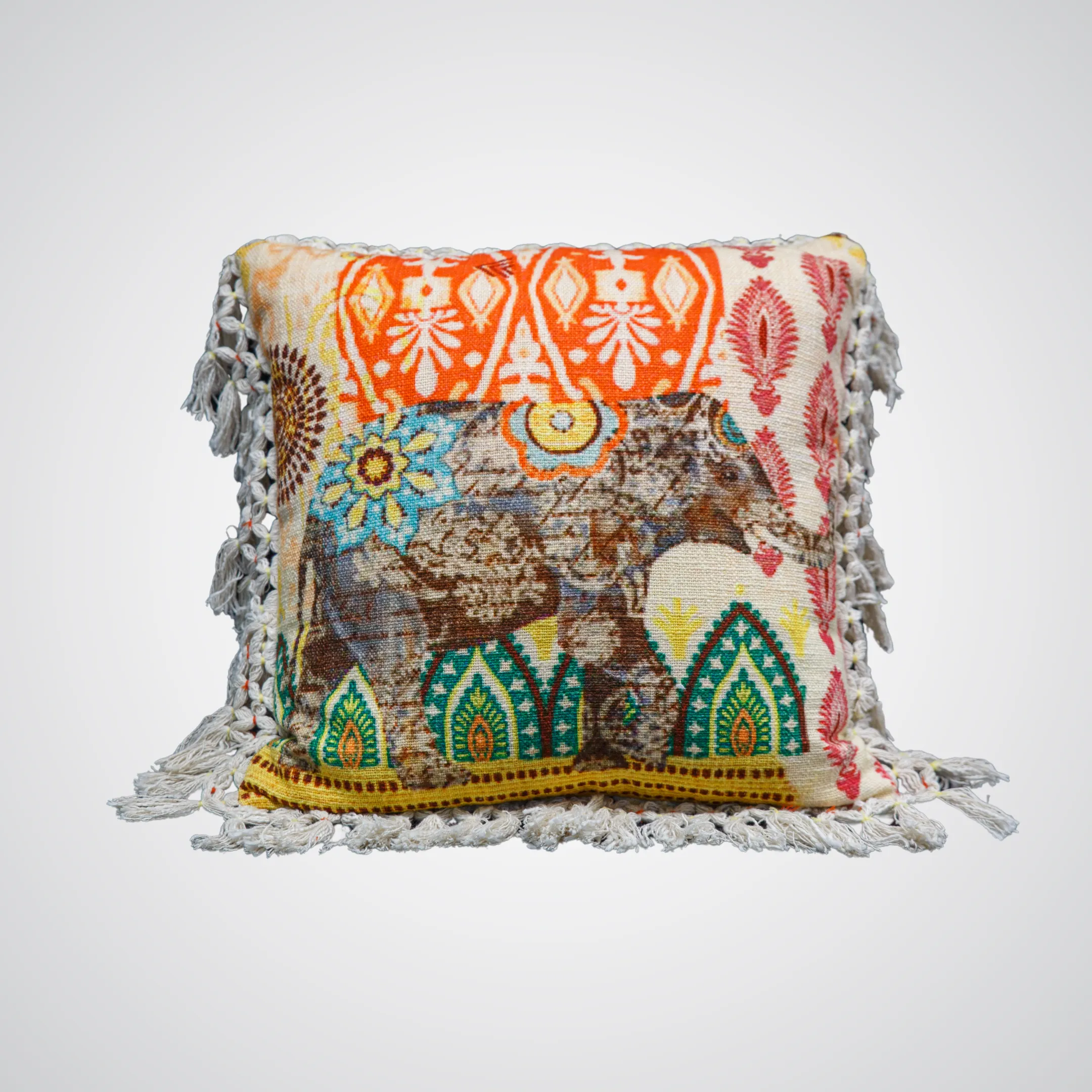 Elephant Tassel Pillow 18"