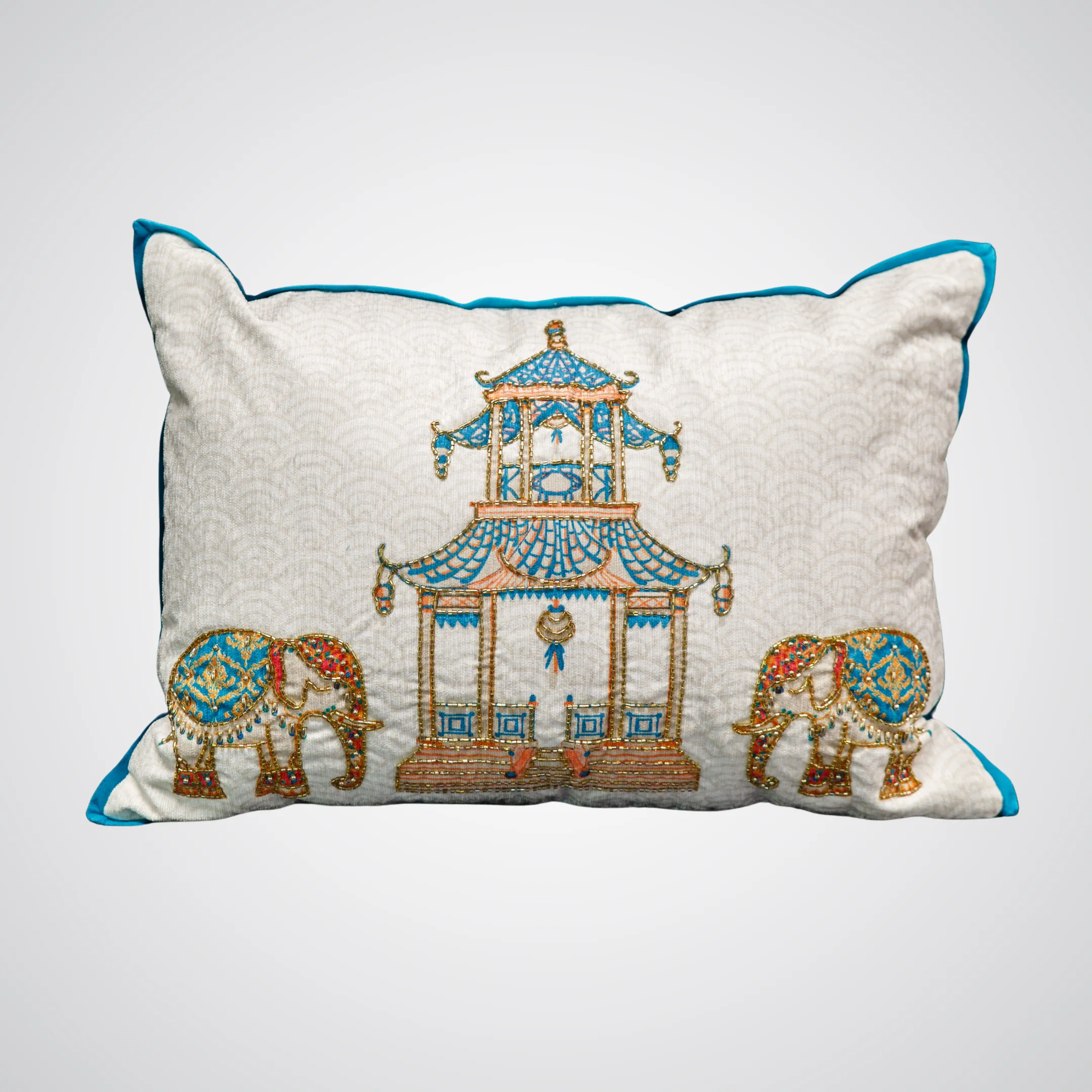 Beaded Elephant Temple Pillow