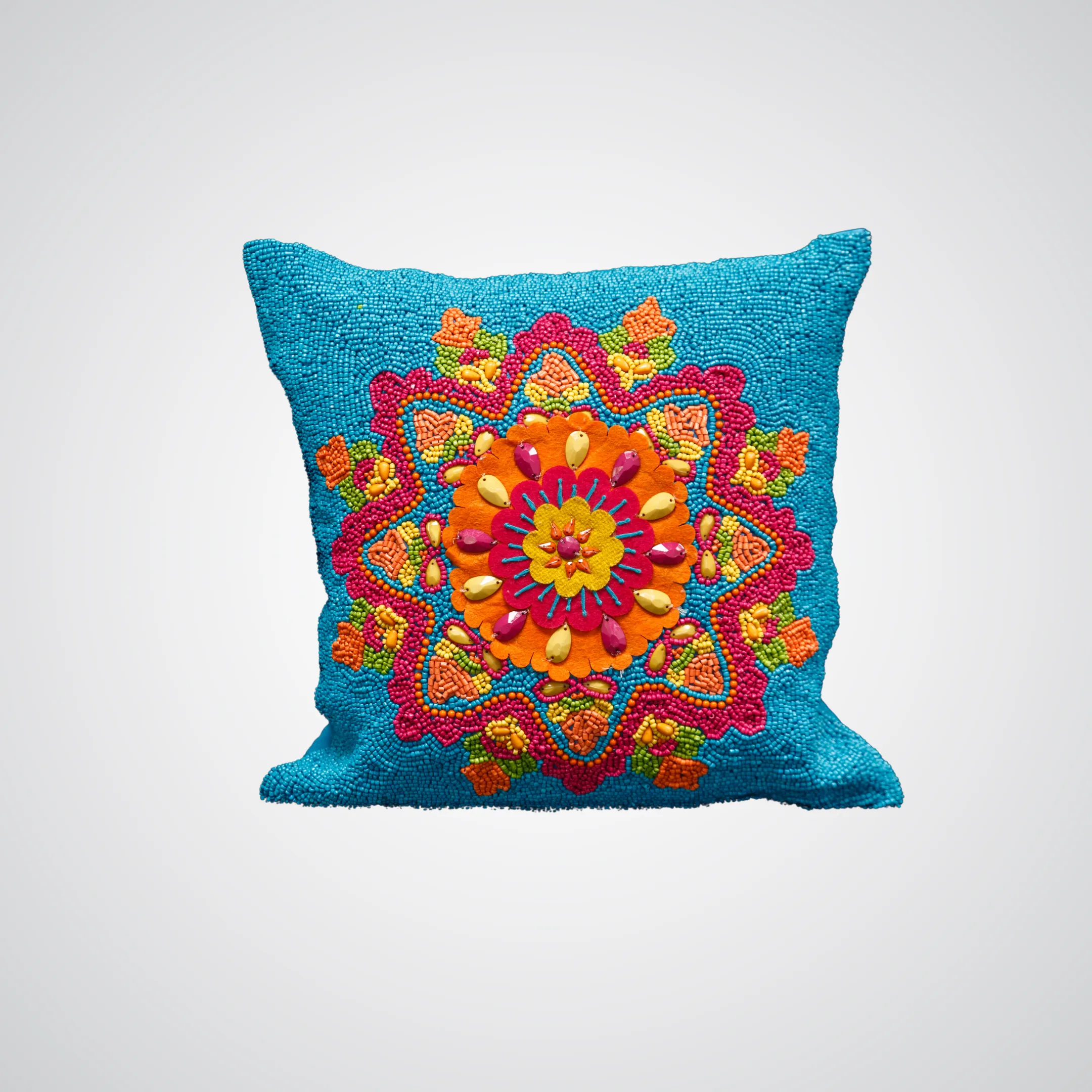 Fully Beaded Mandala Pillow