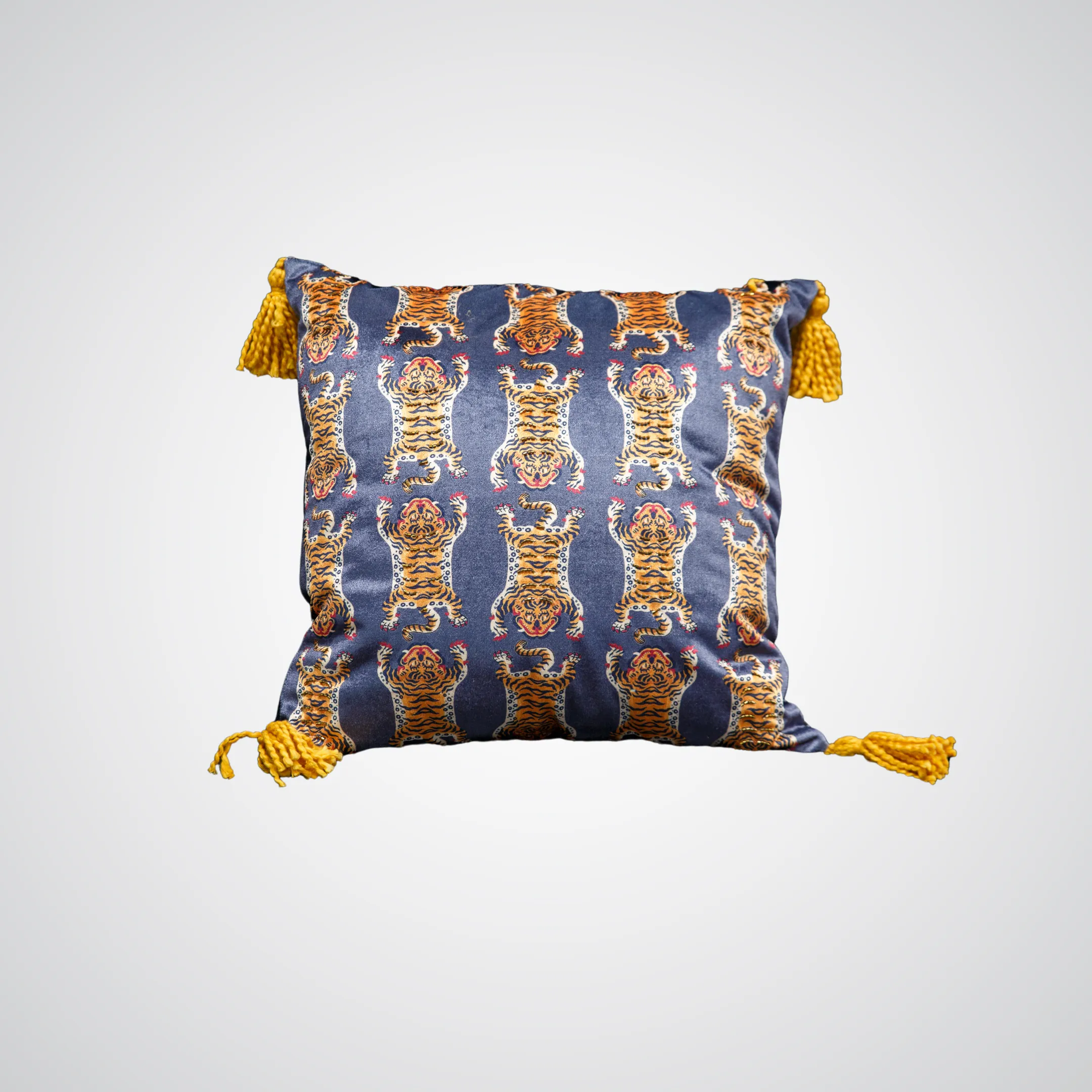 Navy Velvet Tiger Rug Pillow